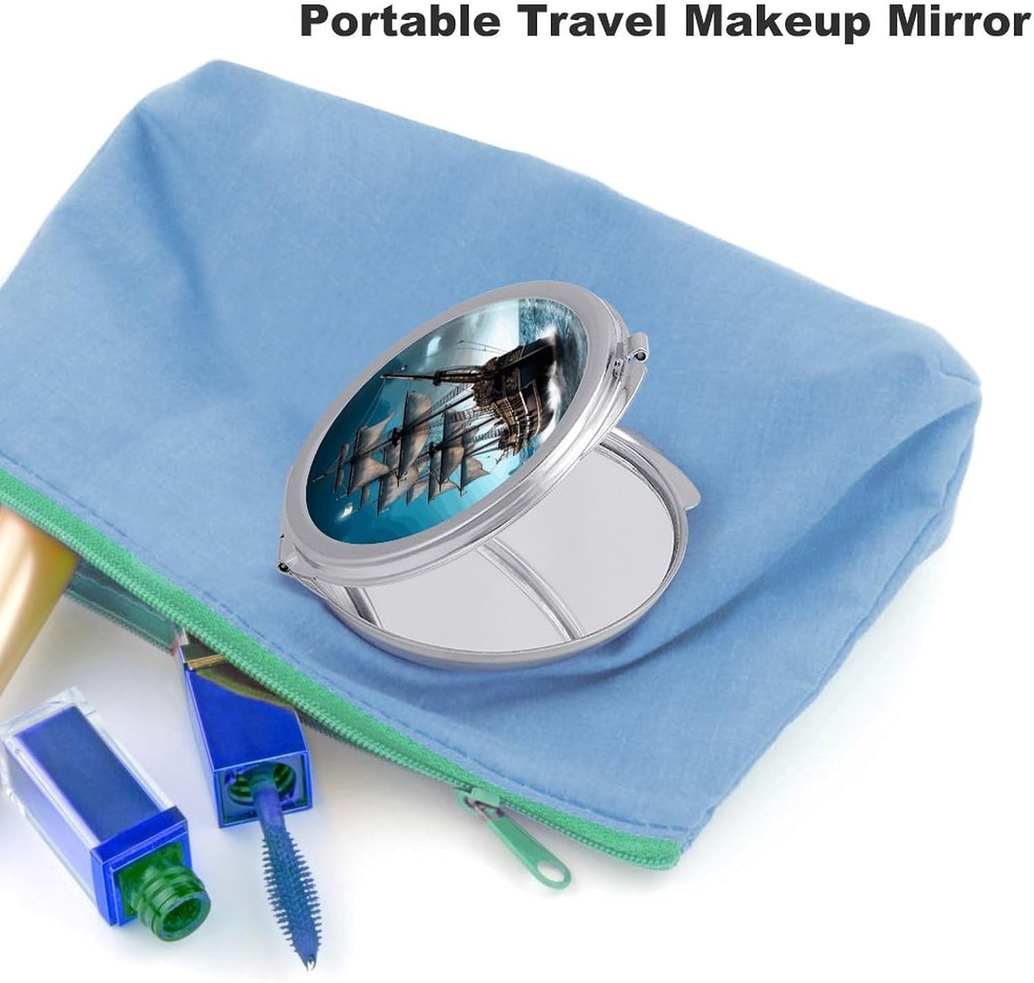 Pirate Ship Compact Mirror 2x/1x Magnifying Makeup Mirror image 3