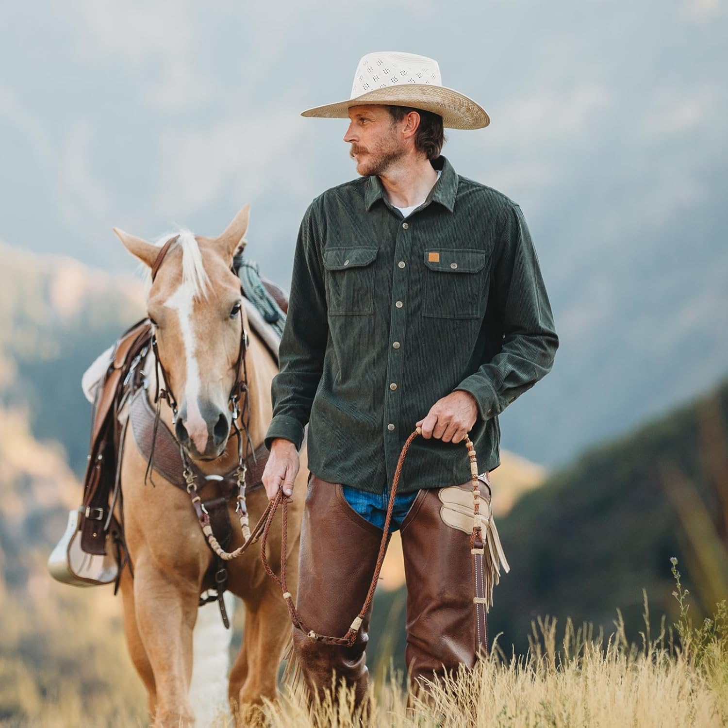 Dubinik® 8.3 oz Heavyweight Mens Corduroy Shirt Jacket Casual Work Snap Button Long Sleeve Vintage Regular Fit 2 Pockets - Image 3