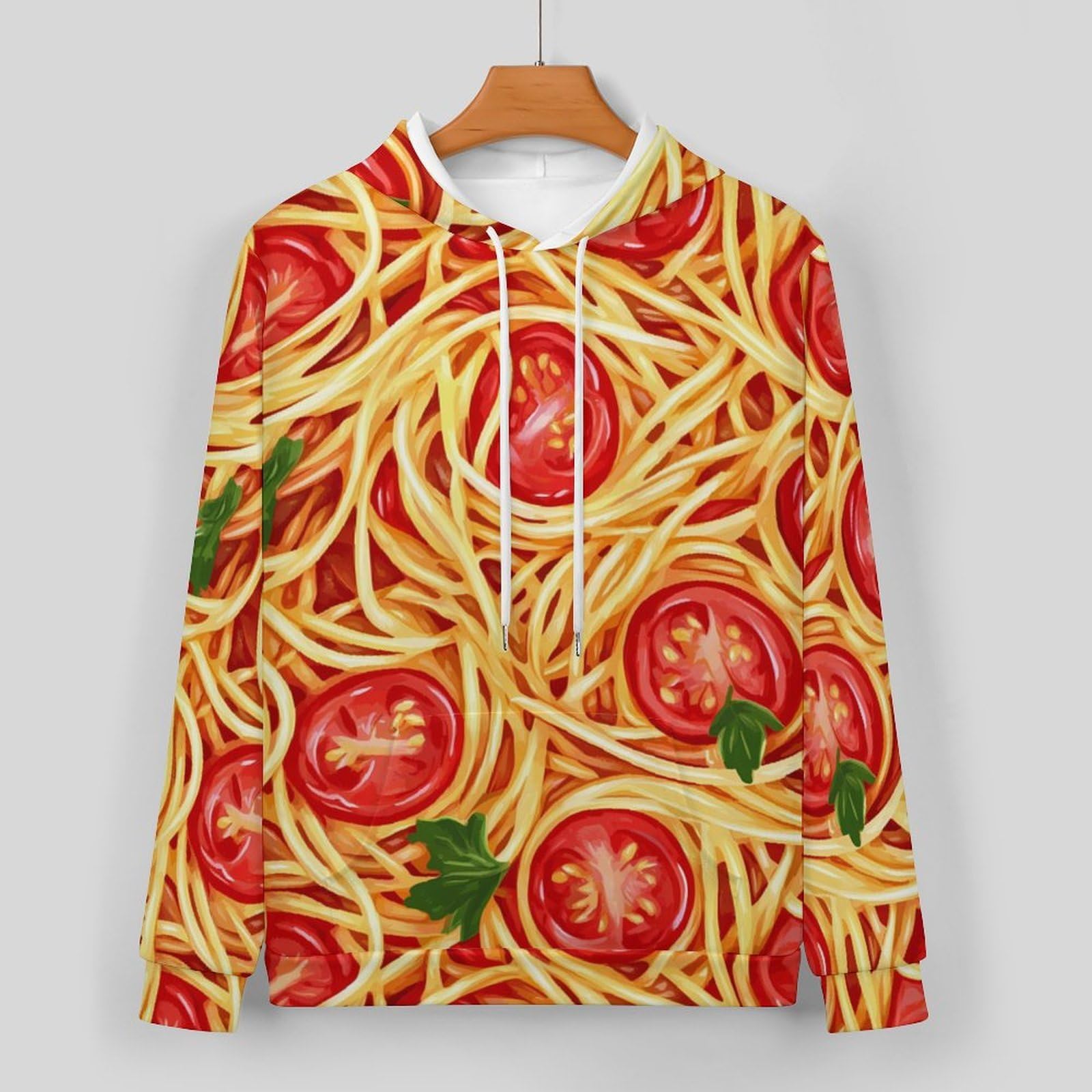 Set completo di felpa con cappuccio e pantaloni da jogging da uomo con spaghetti pasta e salsa T-omato Sauce