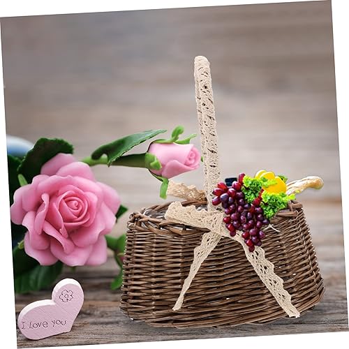 Miniatura 4 de Gadpiparty Flower Basket Canastas Navideñas Para Regalar Beach Purse Willow Storage Basket Seagrass Basket Book Vase for Flowers Wooden Fruit Basket