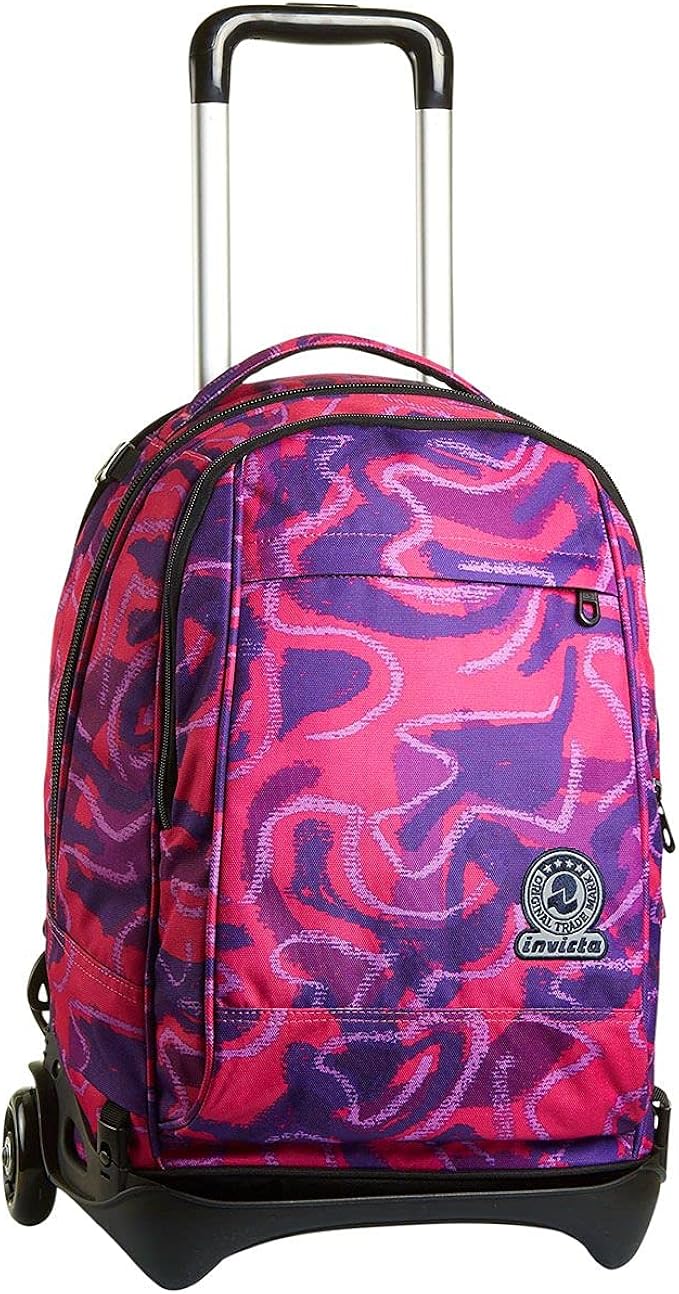 title=INVICTA S.P.A. Trolley New Tech Street Jungle, Fucsia, 3 in 1 Zaino Sganciabile,