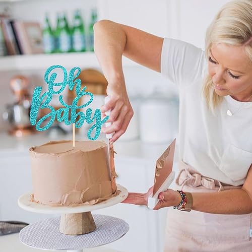 Miniatura 6 de 1 pieza Oh Baby Cake Topper Glitter Baby Shower Cake Pick para revelación de género celebrando baby shower, niños y niñas, fiesta de cumpleaños,