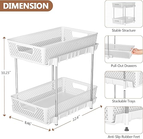 Miniatura 10 de DABIGE 2 organizadores y almacenamiento de baño de 3 niveles, organizador extraíble para debajo del fregadero con divisores, organizadores y