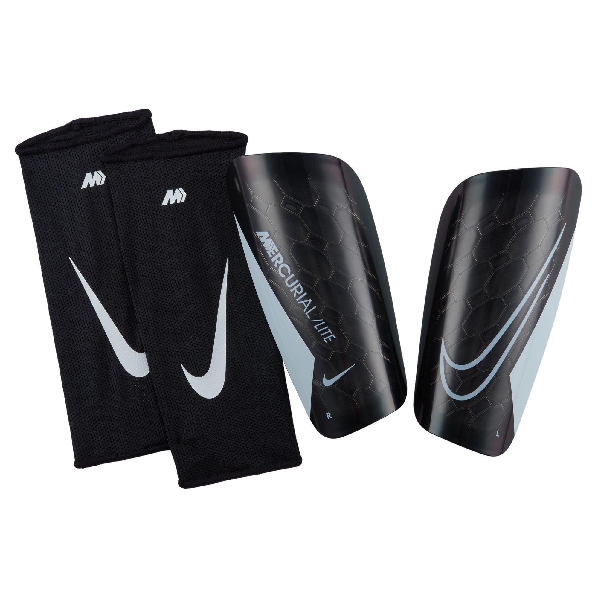 Nike, Mercurial Lite, Protège-Tibias De Football, Noir/Noir/Blanc M