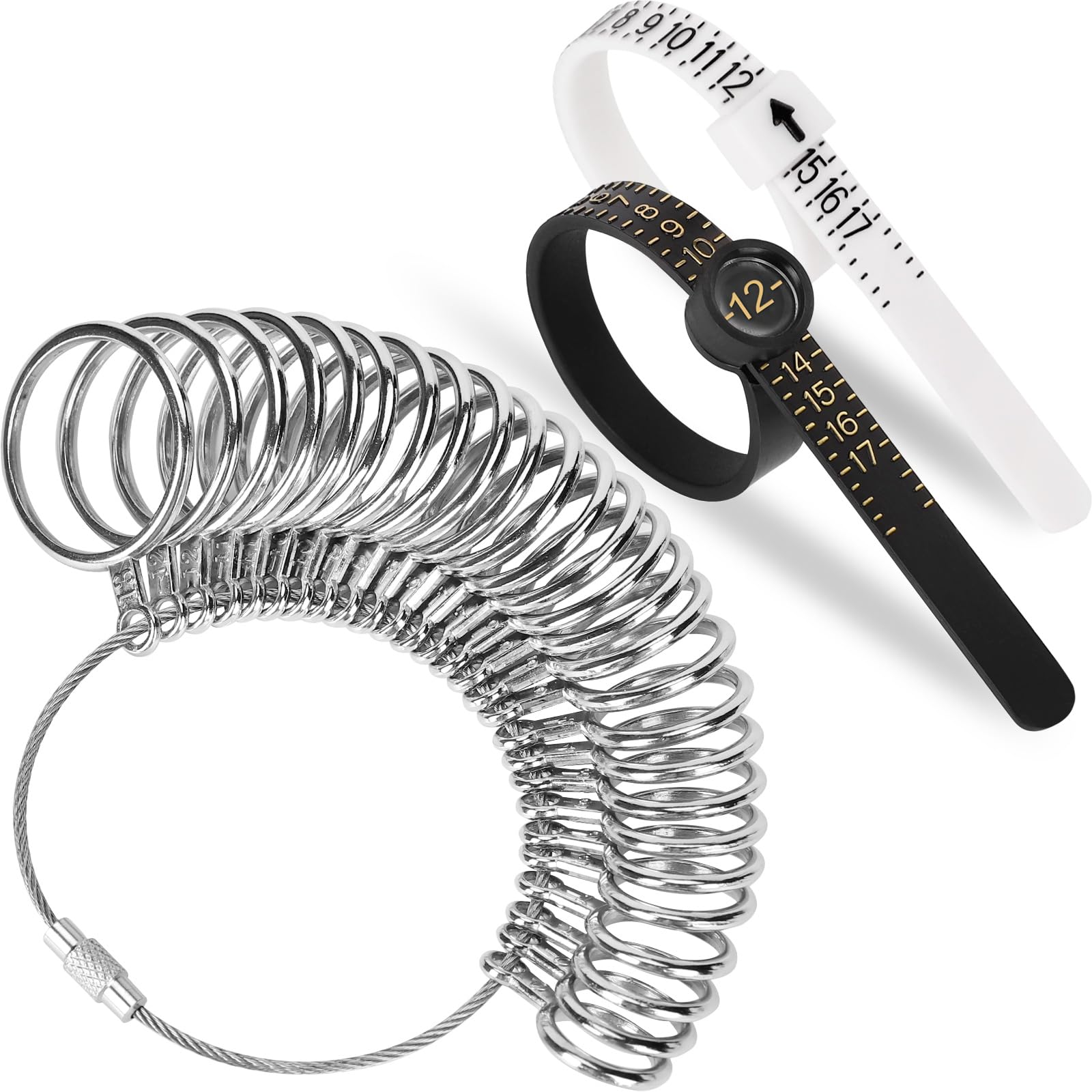 ring sizer measuring tool kit upgraded 27 pcs stainless steel measuring ring tool us ring size 0-13 with half size 2 pcs reusable finger size 1-17 usa rings size with magnified glass