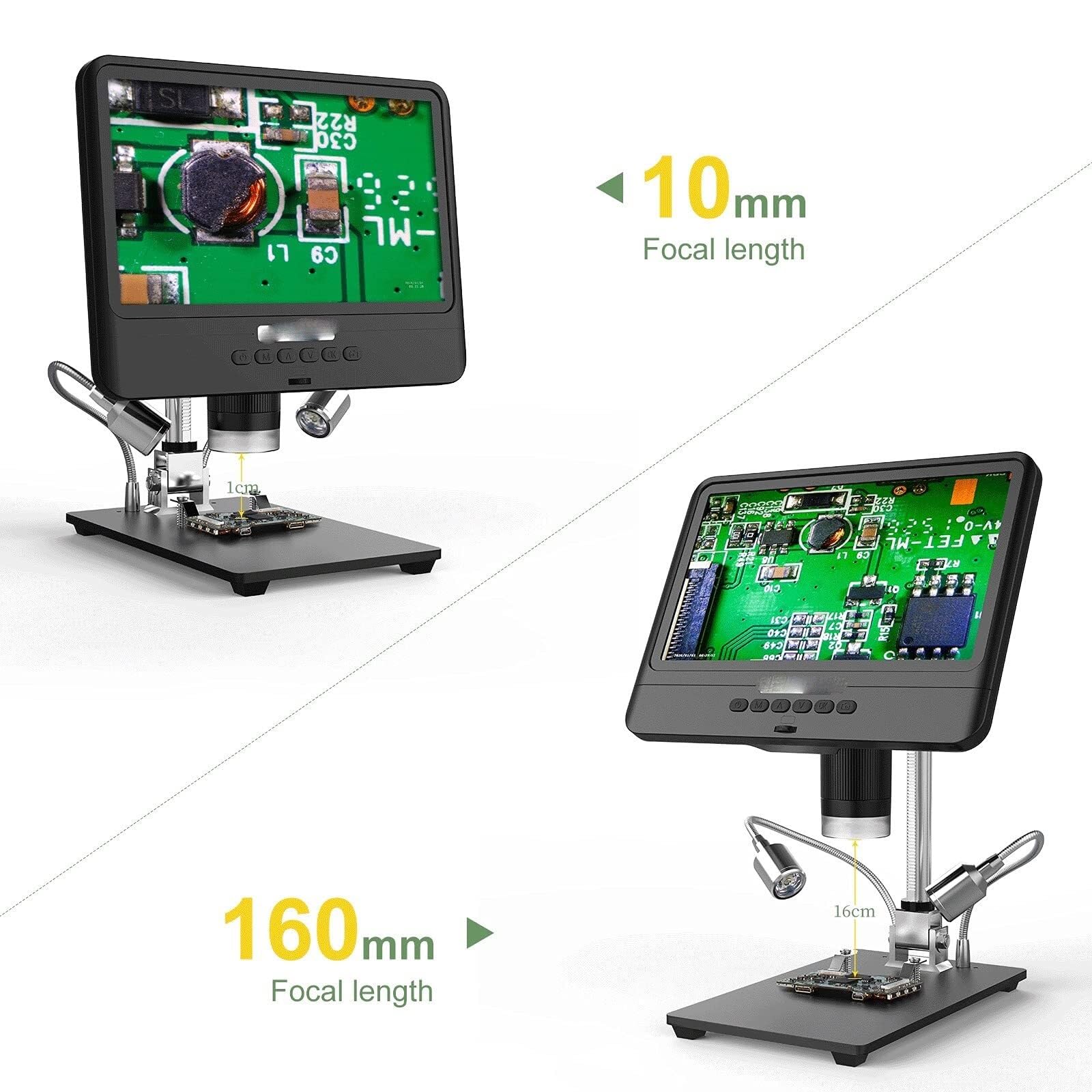 5X-1200X elektroniczny mikroskop cyfrowy z wyświetlaczem LCD 8,5", 2 diody LED, regulowany uchwyt, do lutowania i obserwacji