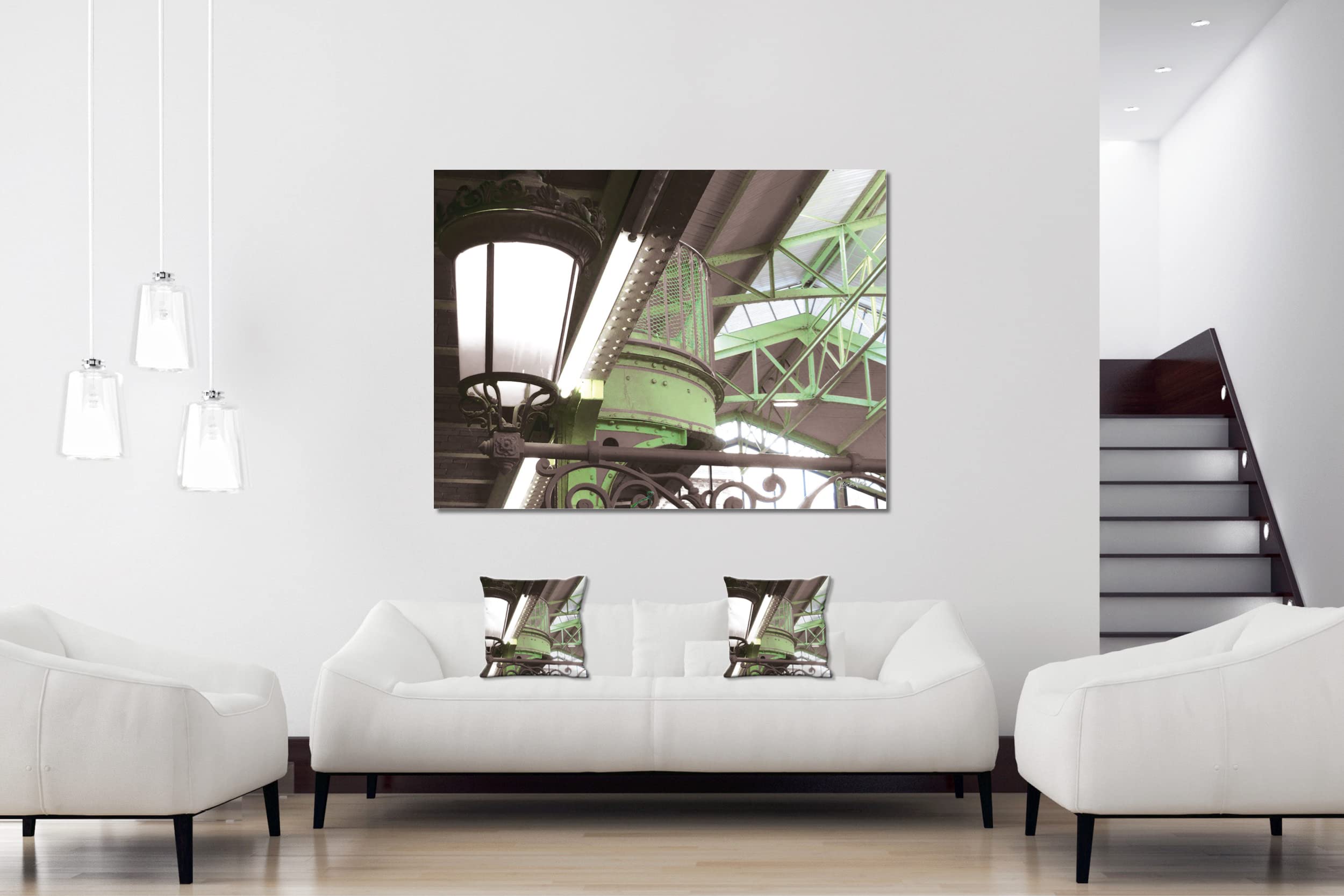 Markthalle - Foto-Kissen-Hülle Set (2 STK.) 40 x 40 cm | Kissen-Bezüge - passend zu Wandbild - Deko-Kissen - Paris Frankreich Markt