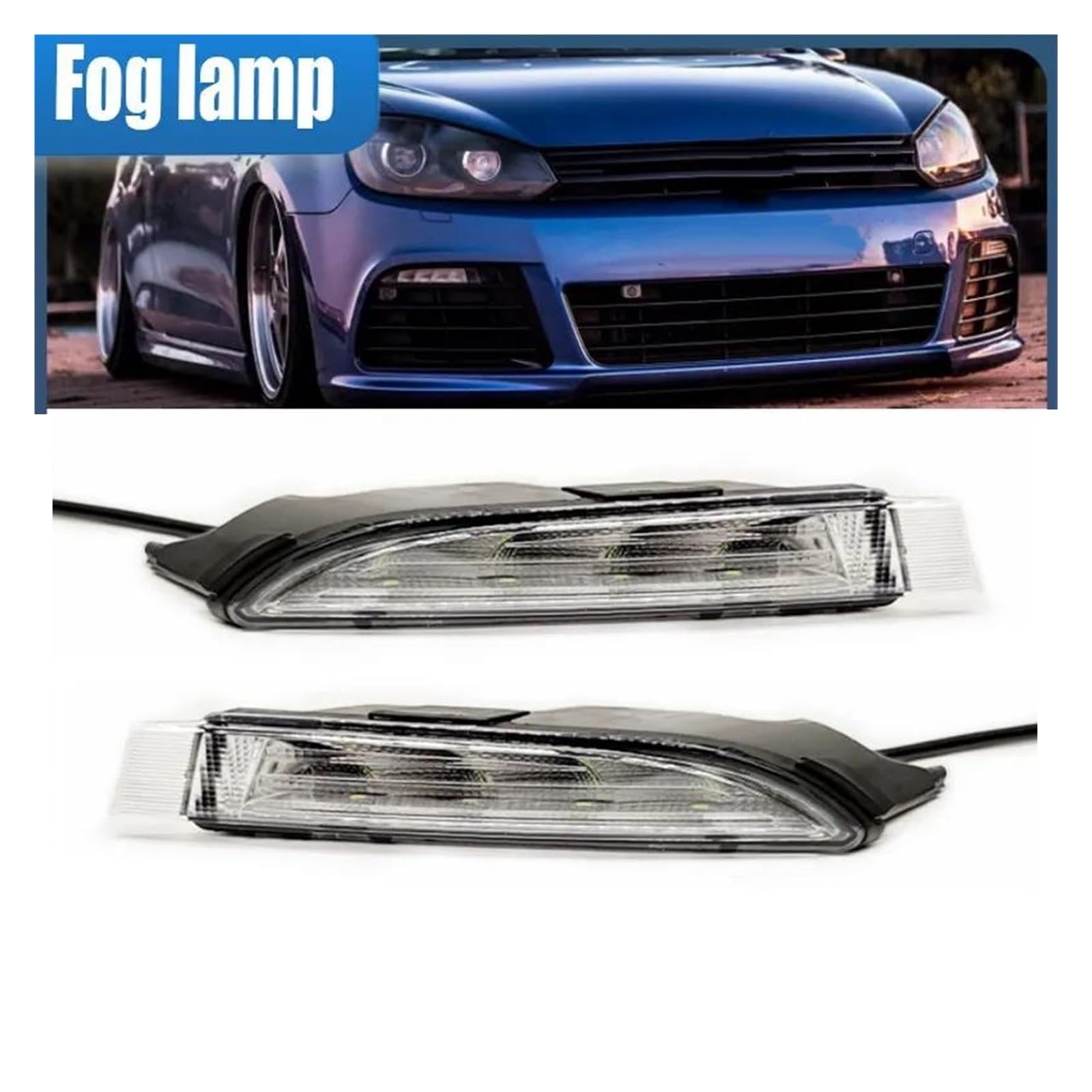 Faros Antiniebla Para VW Para Golf 6 MK6 R20 2009-2013 Estilo Coche LED Parachoques Delantero Luz DRL Diurna Conjunto Faros Antiniebla Bombillas Antiniebla Led(Izquierda)