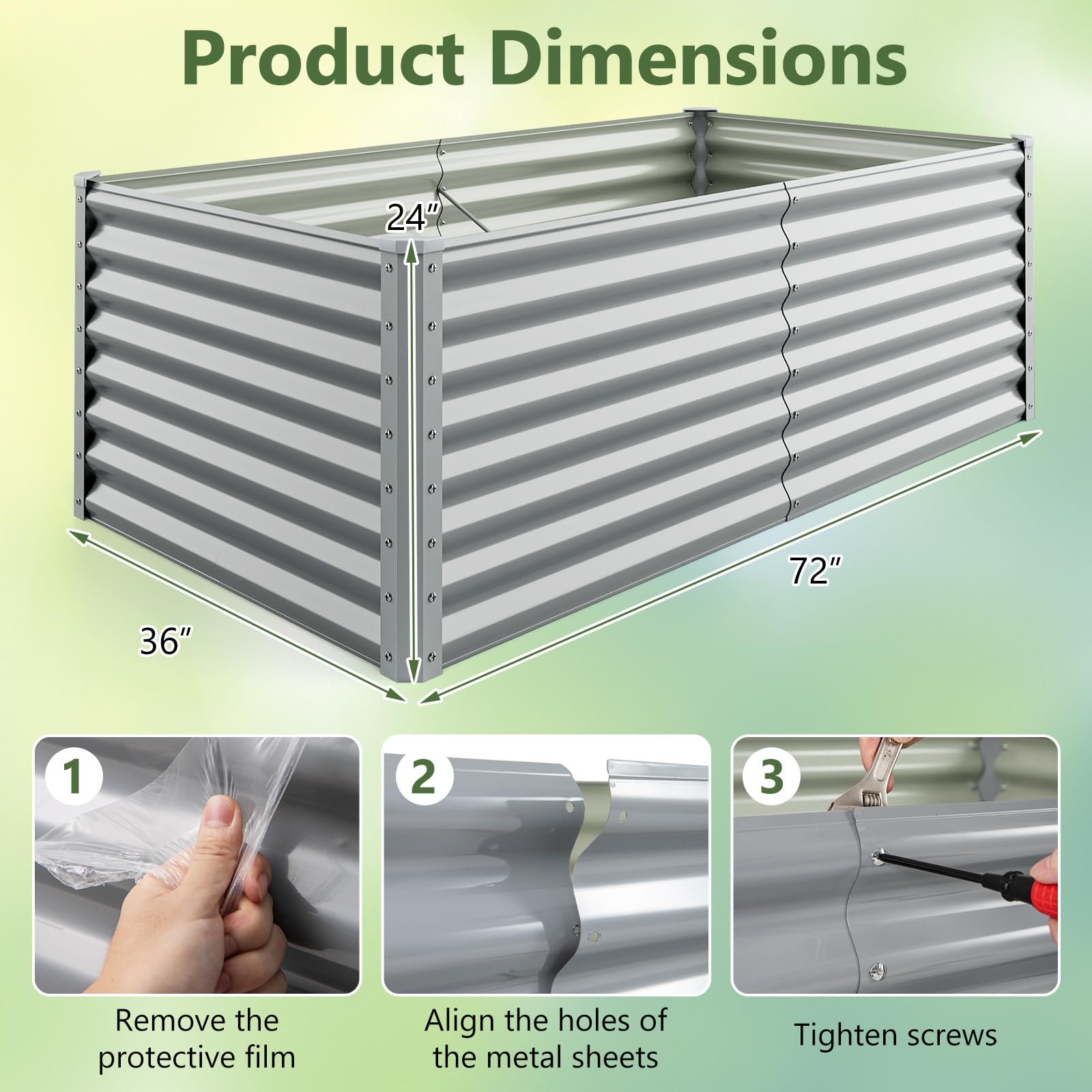 GIANTEX Raised Garden Bed - 6x3ft Metal Planter -4