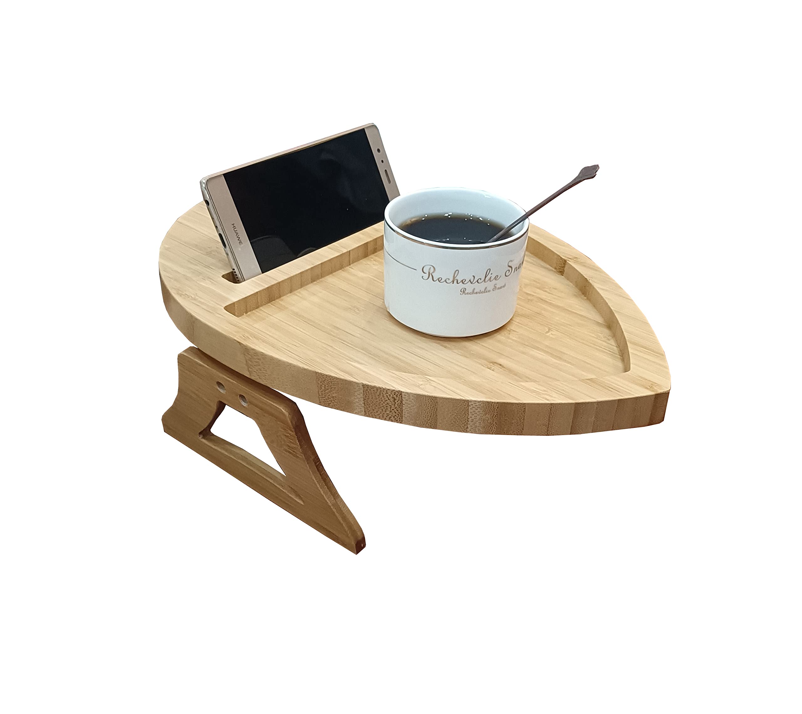 BAMJIUHAO Couch Cup Holder Sofa Table for Wide Couches Tray Table. Couch Arm Tray Table, Portable Table, TV Table and Side Tables. Stable Sofa Arm Table for Eating and Drink Table-Oval