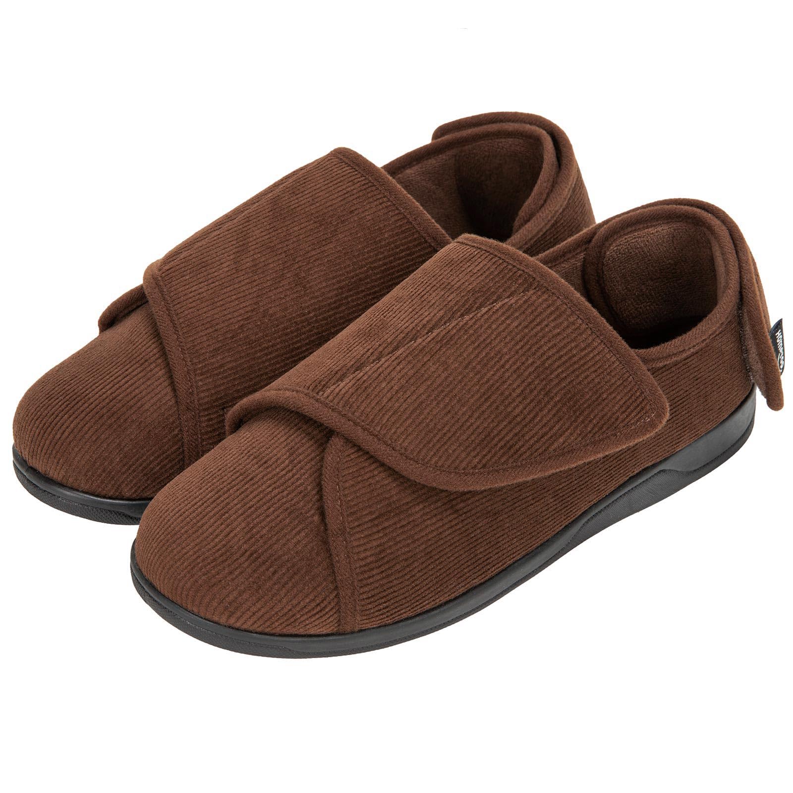 HomeTop Men's Adjustable Memory Foam Slippers Orthopedic Extra Wide Shoes for Diabetic Edema Swollen Feet