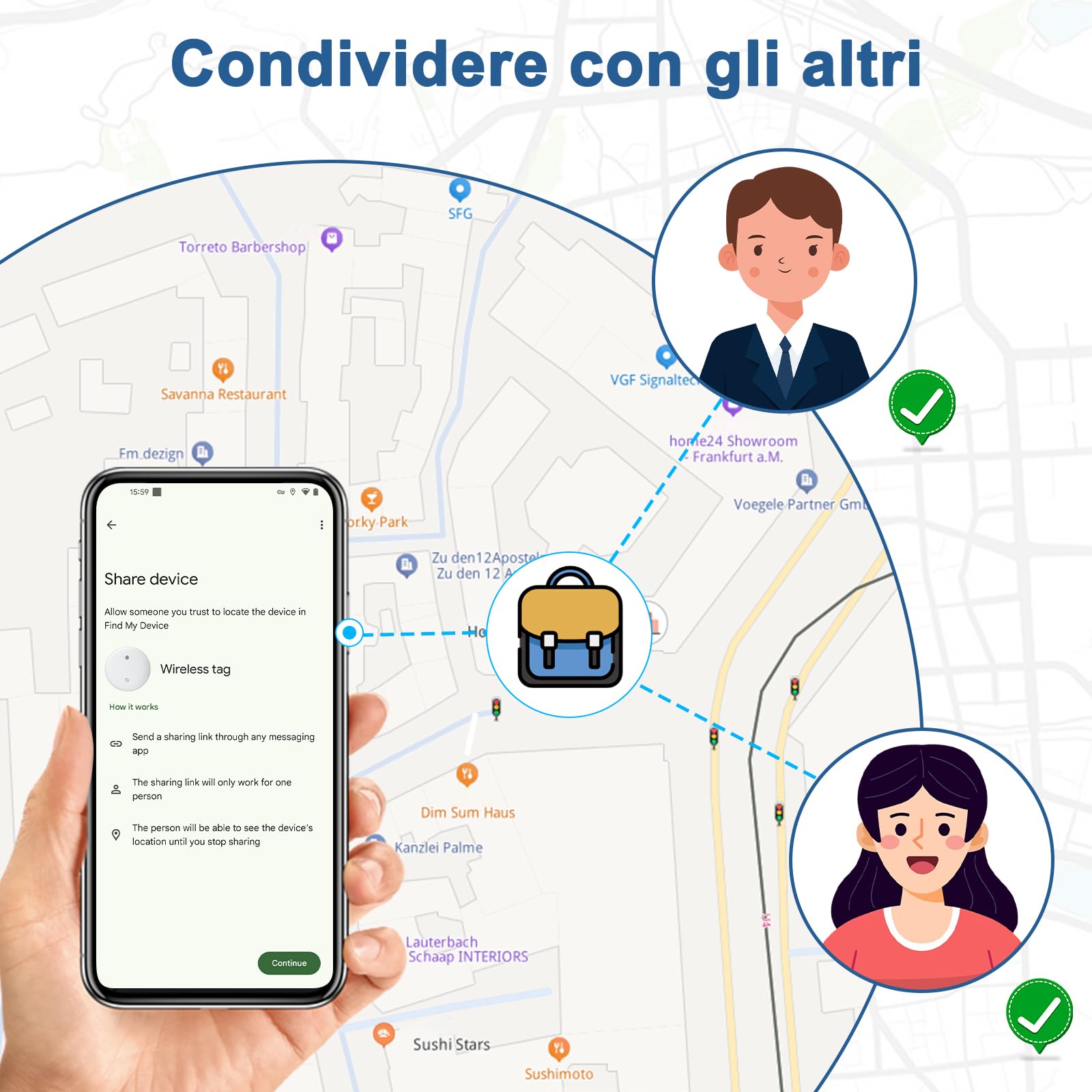 WAFTING Tracker Tag per Android (SOLO Android), Localizzatore per chiavi Compatibile con Google Find My Device, tag di tracciamento per chiavi/valigie/bagagli, 2 Pack