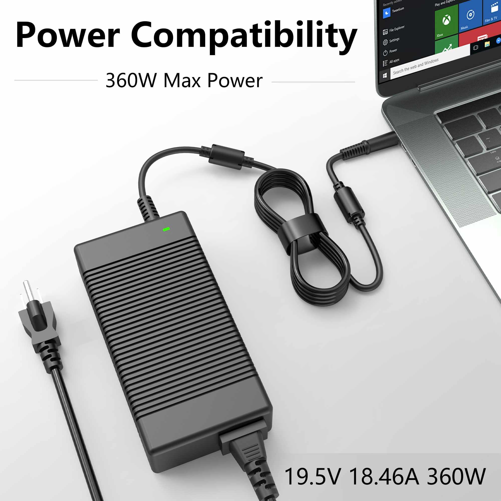 Amazon.com: 360W 18.46A 19.5V DA360PM230 AC Charger for Dell