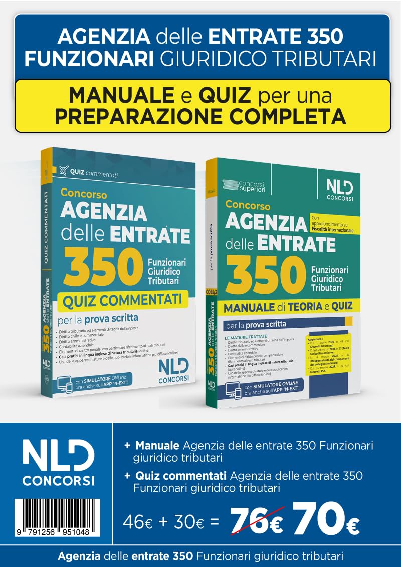Kit Concorso Agenzia delle Entrate 350 funzionari giuridico-tributari. Manuale + Quiz per la preparazione 2025. Con simulatore online