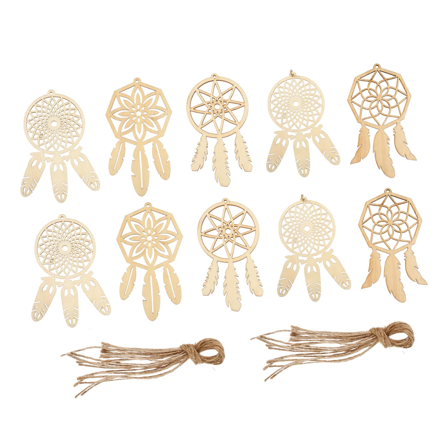 HOODANCOS 50Pcs Wooden Dream Catchers DIY Craft Home Decor Pendant Wall Hanging Ornaments for Bedroom and Living Room Lightweight and Creative Art Supplies