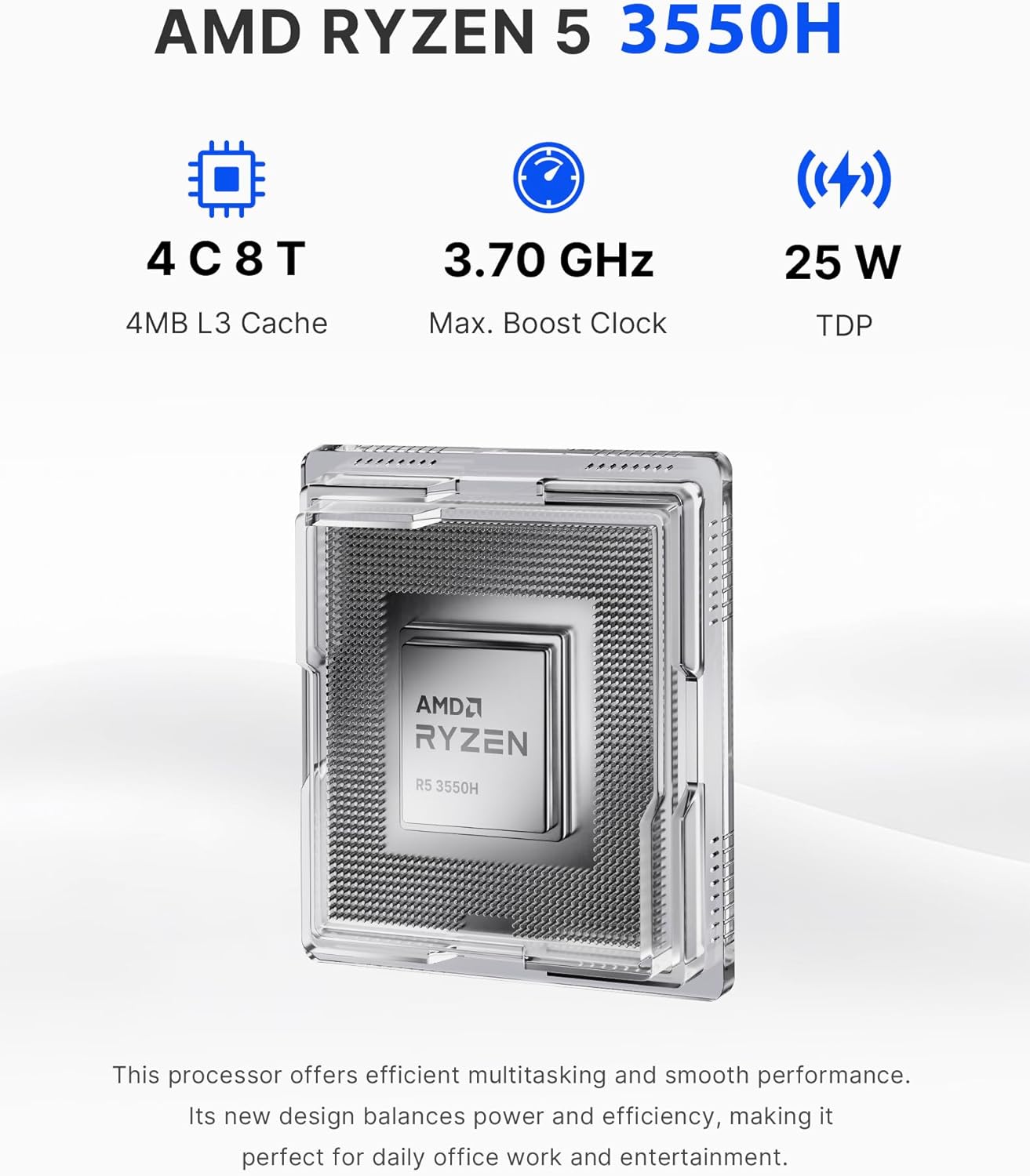 C4 Mini PC 11 Pro, Ryzen 5 3550H Mini Desktop Computer (Beat N150/N100/N95) Dual 1000Mbps NIC LAN, 16GB RAM 512GB SSD Micro PC, WiFi 5, BT 5.0, Triple Display, PC for Home Theater, Office - Image 3