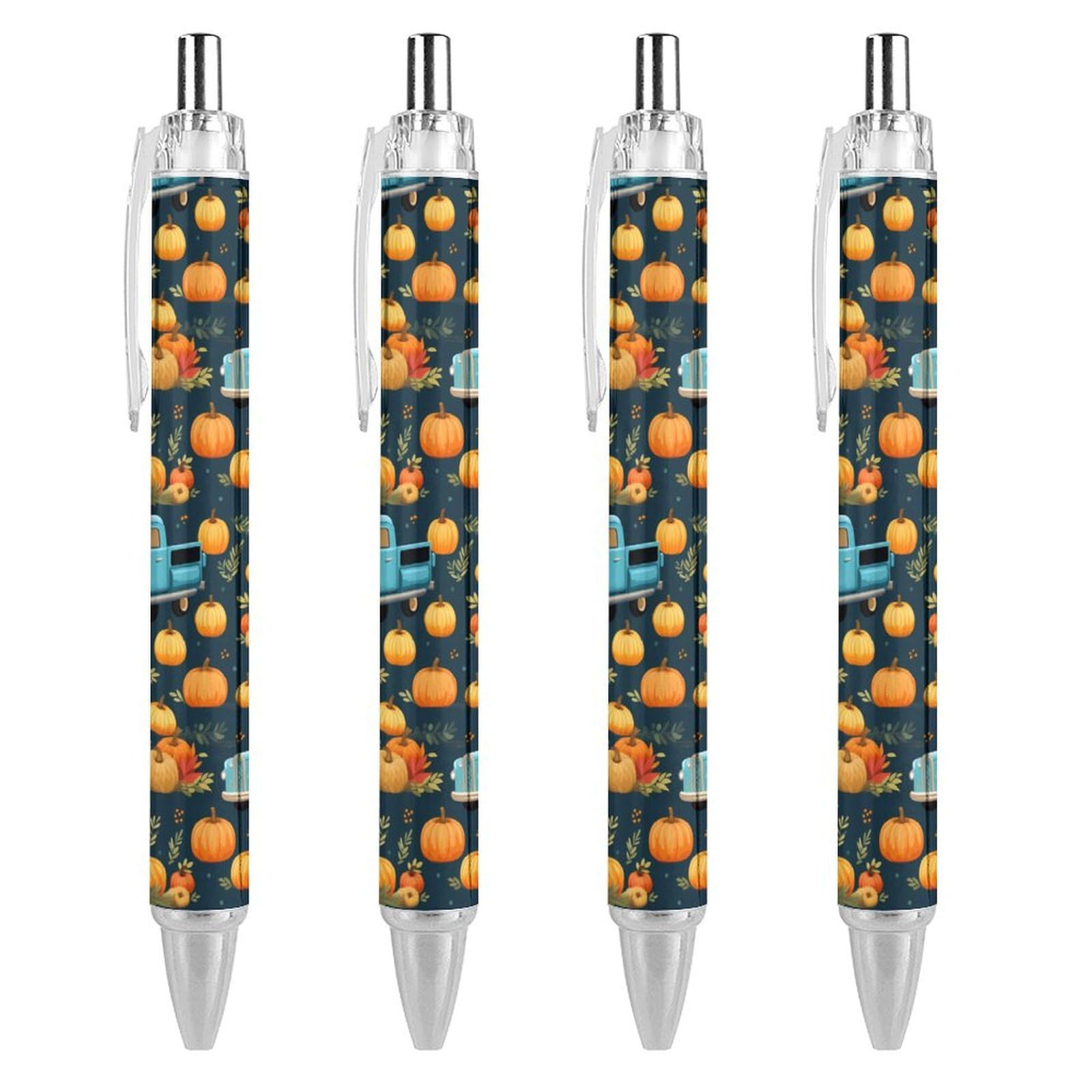 Bolígrafo retráctil de punta fina 0,5 mm para oficina Fall Trucks Pumpkins, pack de 4 8