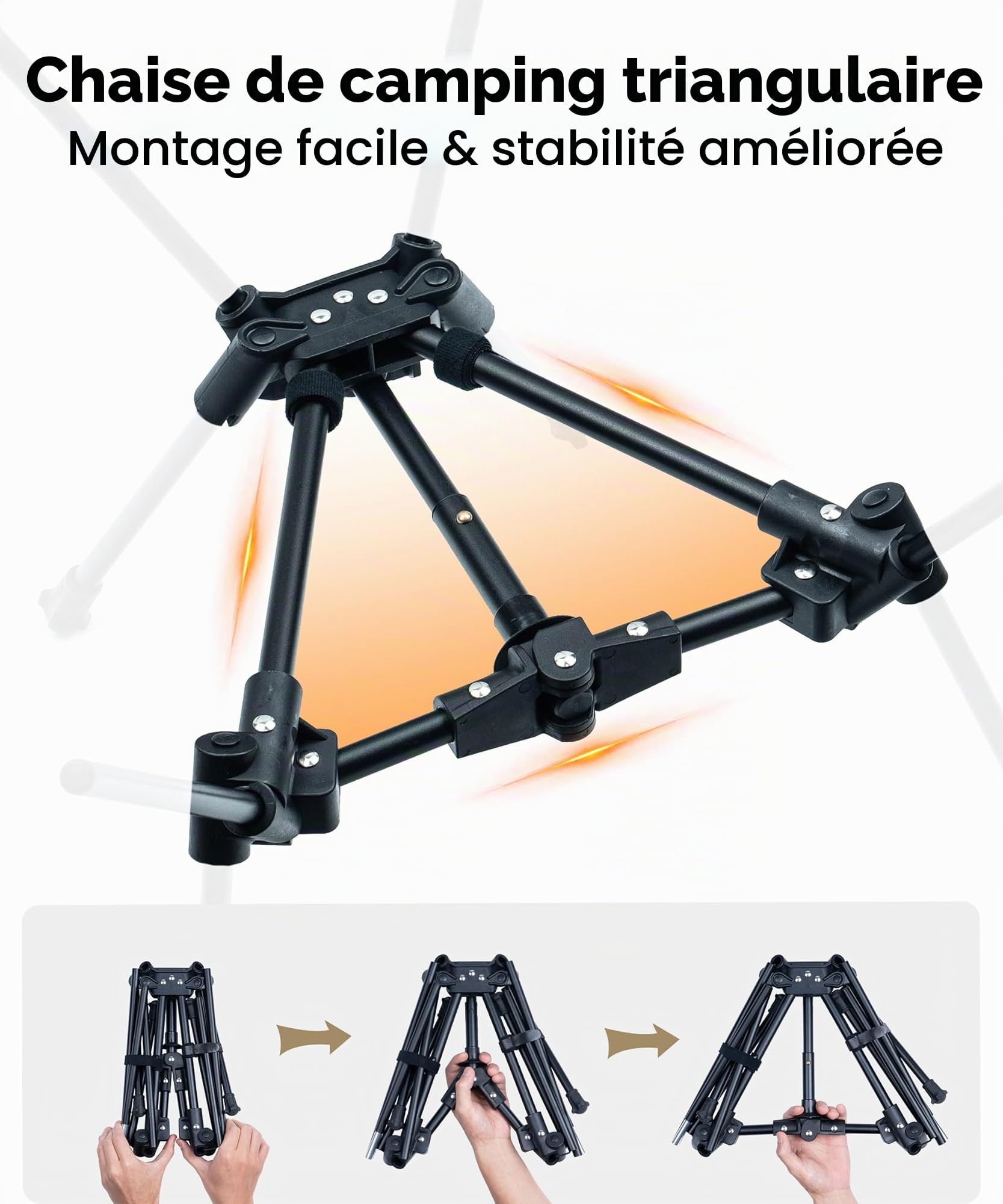 OneTigris TIGERBLADE Camping Fauteuil Pliable 150 kg, Cadre Triangulaire, Légère, avec 2 Poches Latérales, pour l'Extérieur, la Randonnée, Marron Coyote