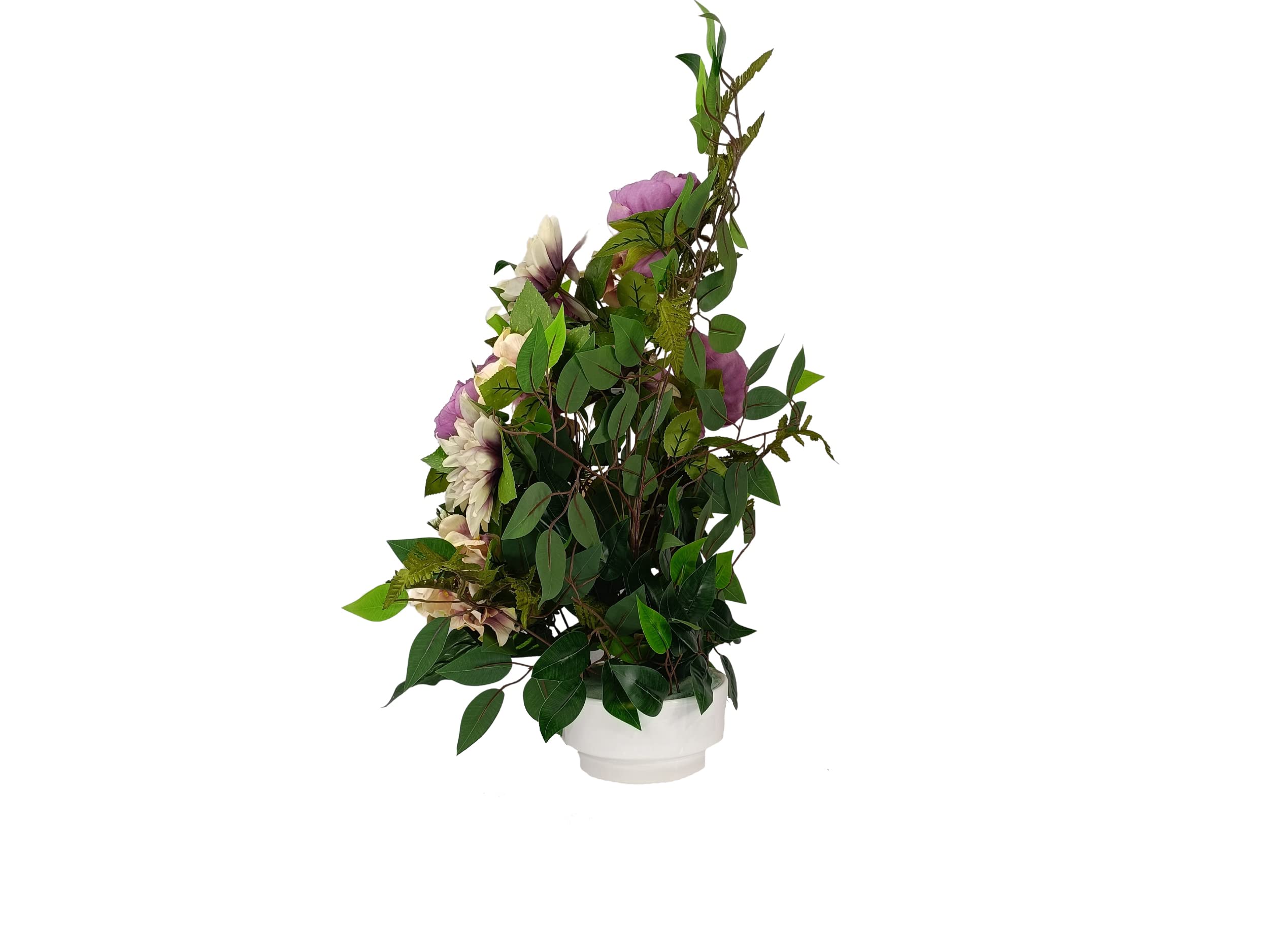 DRW Centro de Flores Artificiales para Cementerio Iglesias Bodas Centro de Flores para los Santos Tonos malvas otoñales 75x45 cm