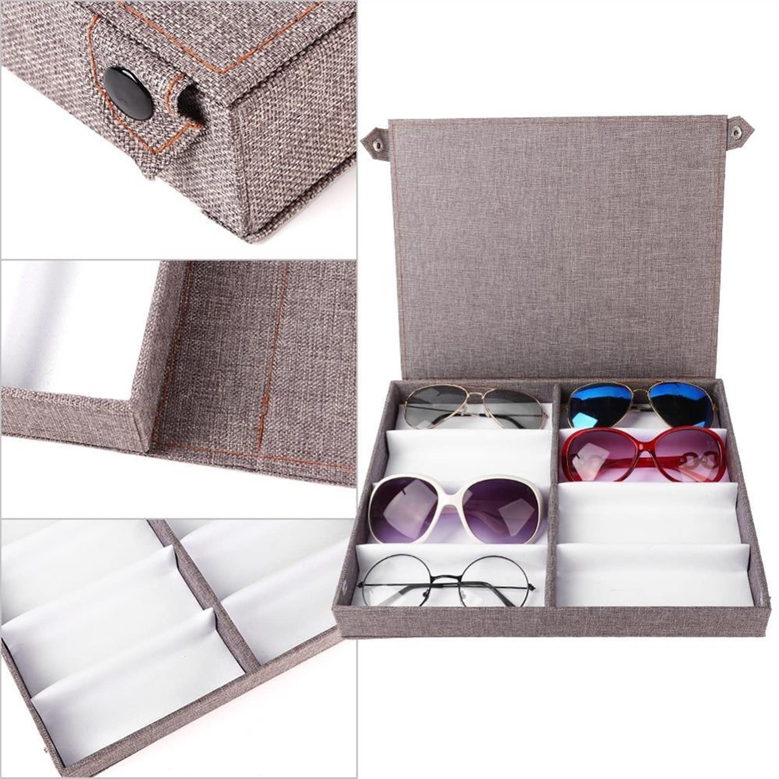 TEESONG Sonnenbrillen-Organizer, 8 Fächer, große Kapazität, Aufbewahrungsbox für Schmuck, Sonnenbrille, Suren-Brille, Brillenhalter