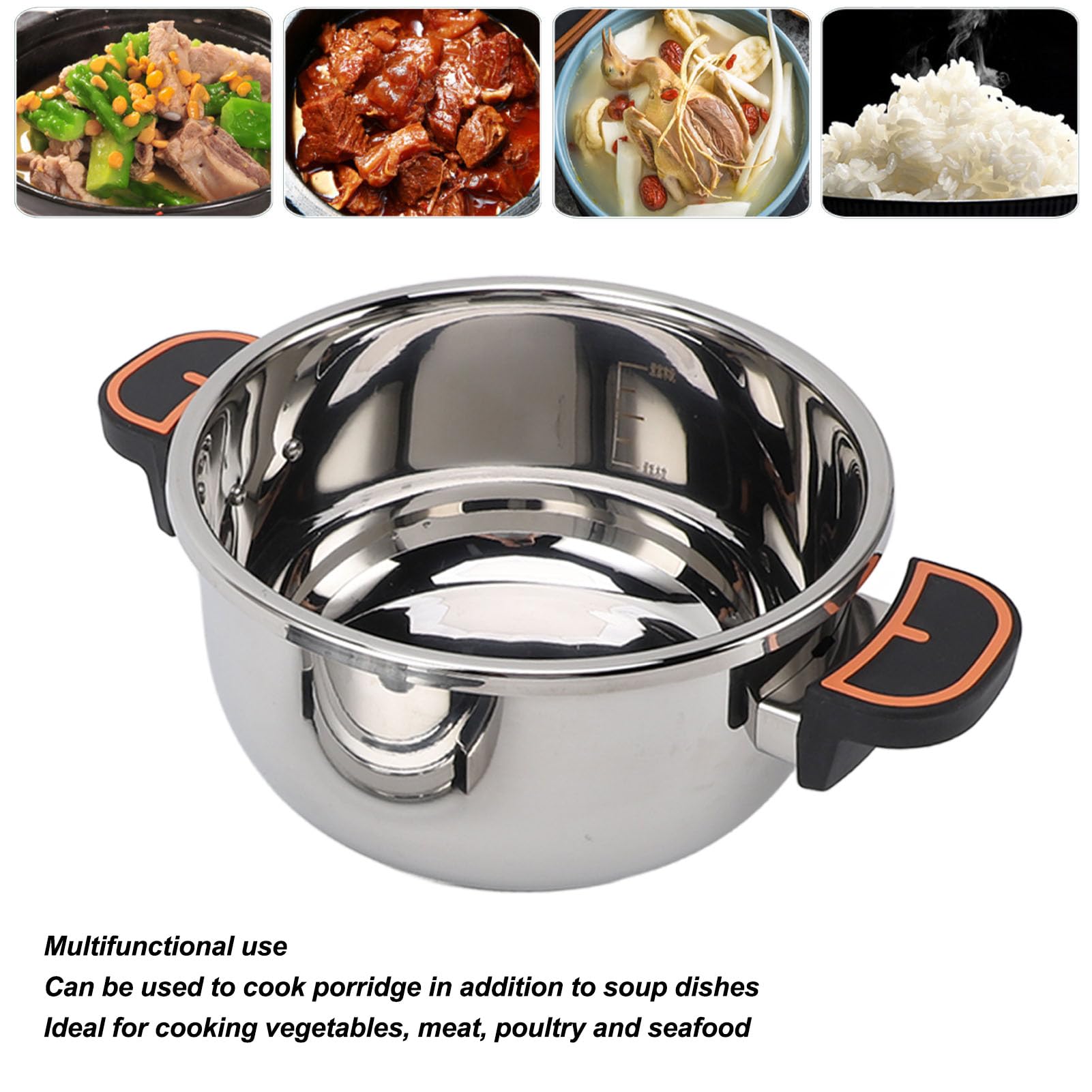 Pressure Cooker Stainless Steel Efficient Fast Heating Large Capacity Canning Pot for Home Kitchen (4L)