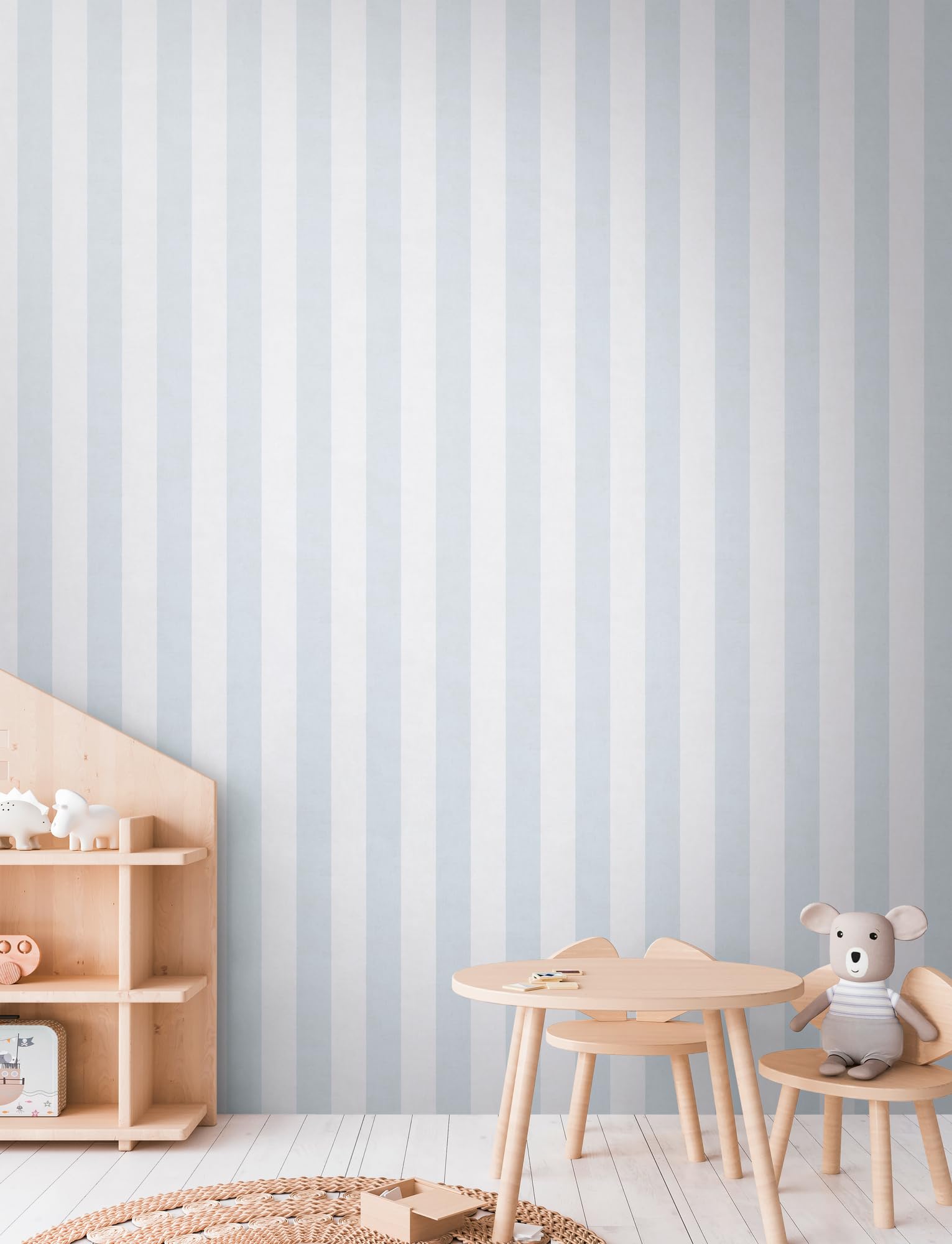 A.S. Création papier peint intissé à motif à rayures en bleu, crème – papier peint décoratif 10,05 x 0,53 m – 770784