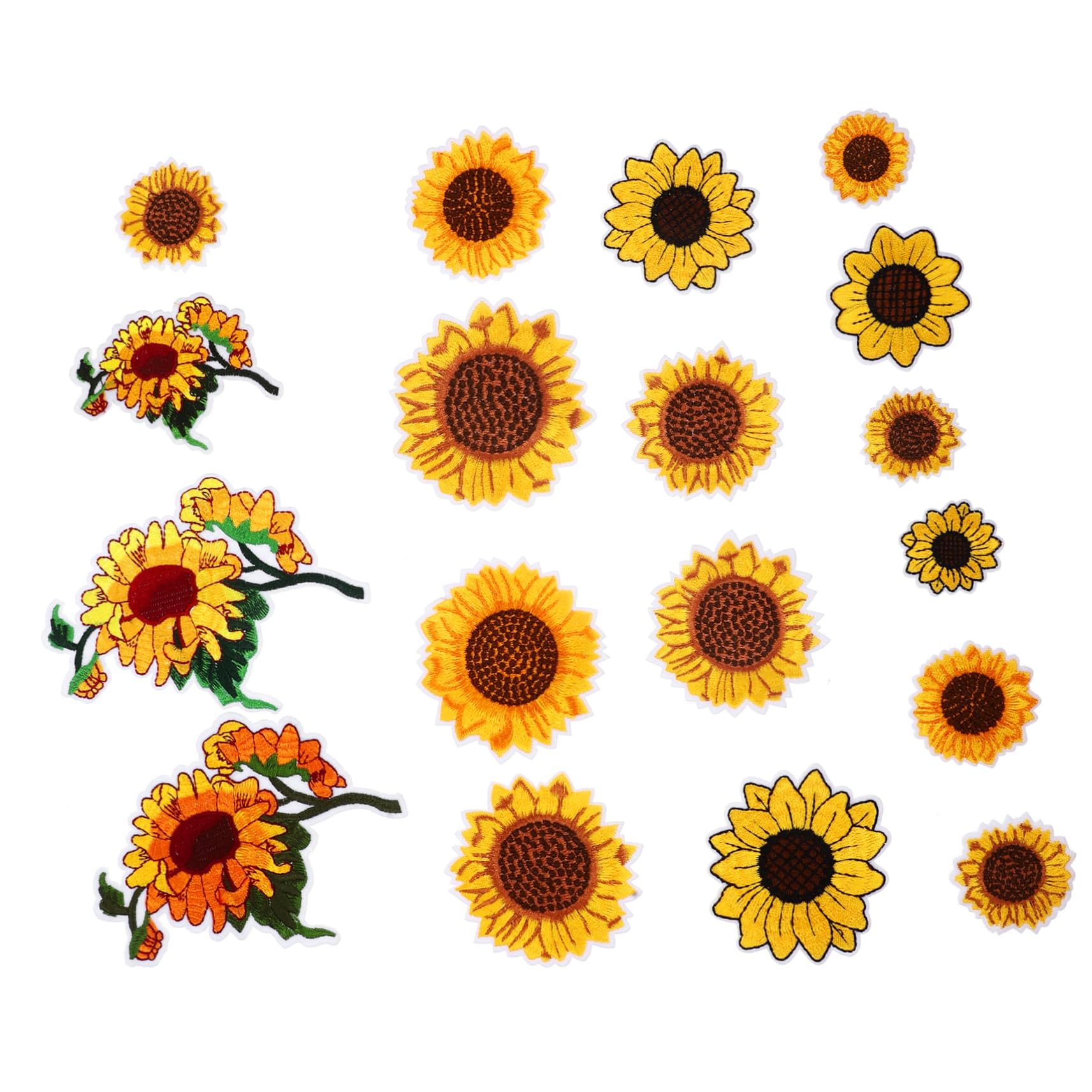 SHINEOFI 3 Sets Sonnenblumen Stickerei Bügelflicken Pailletten Kleider Stoffflicken Flicken Für Kleidung Bestickte Fat Quarters Stoffbündel Nähaufkleber Flicken Für Jacken Hüte