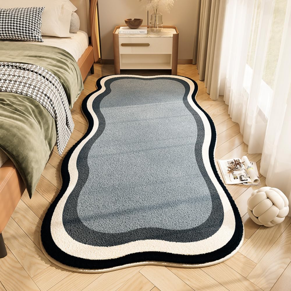 Tapis pour chambre à coucher gris anti-froid en flanelle douce