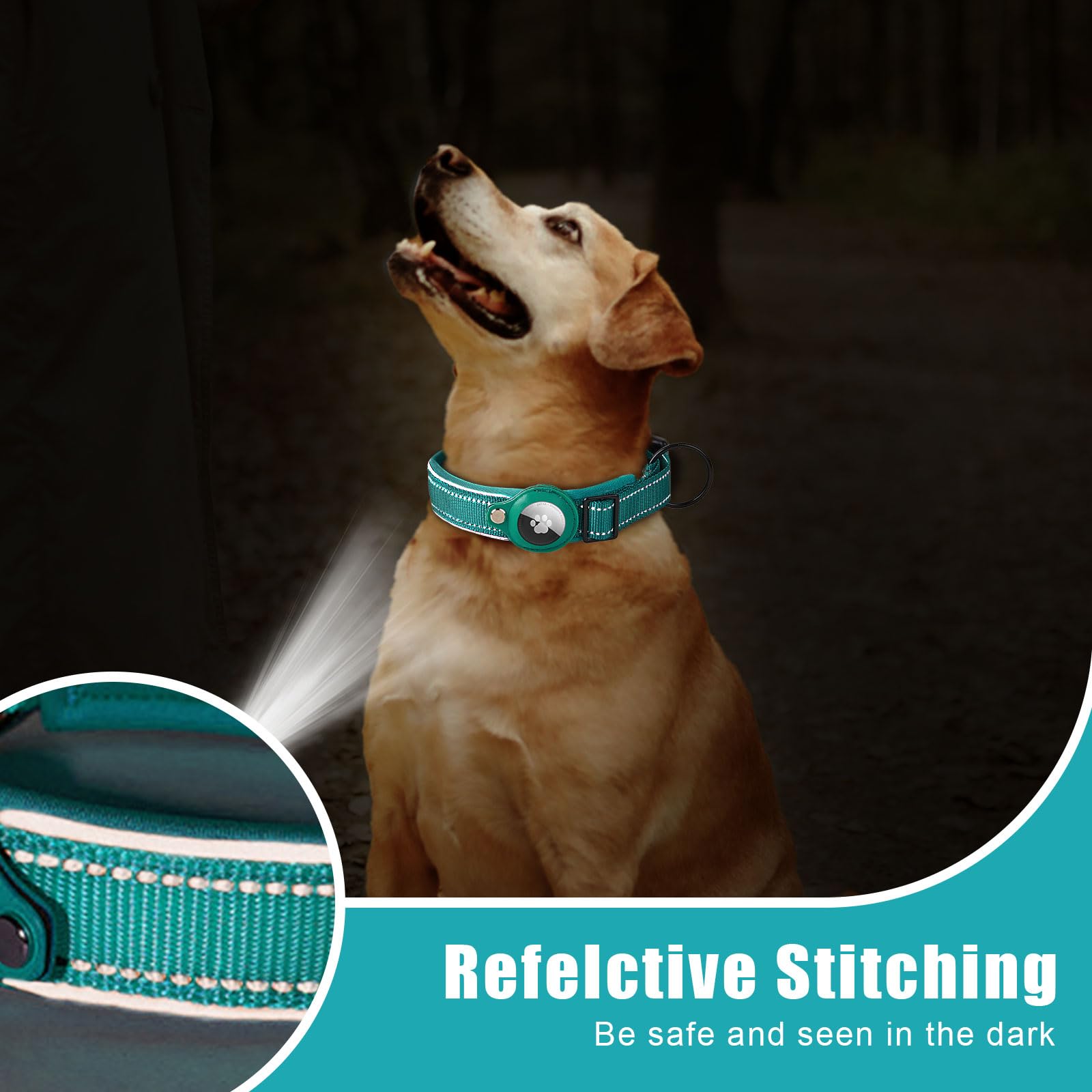 Boloshine Airtag Dog Collar, Adjustable Reflective Nylon Dog Collar - Image 4