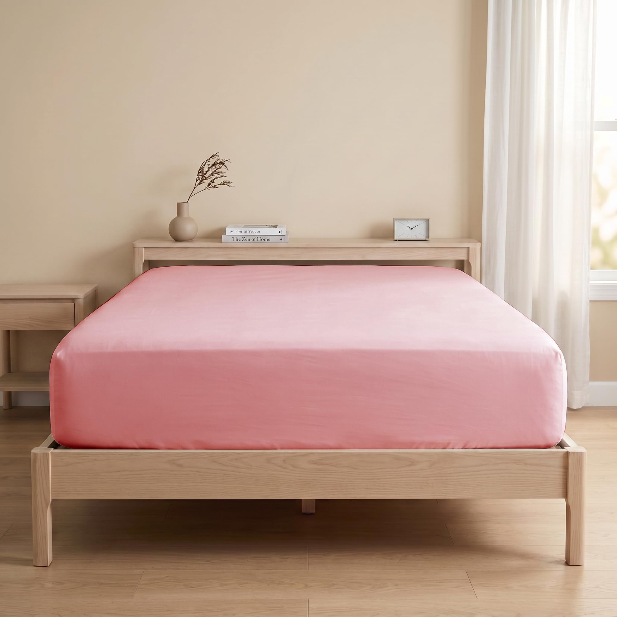 Ev Dekor Microfibre 40cm-Bottom Sheet Double, Blush-Pink (137 x 190) Cm