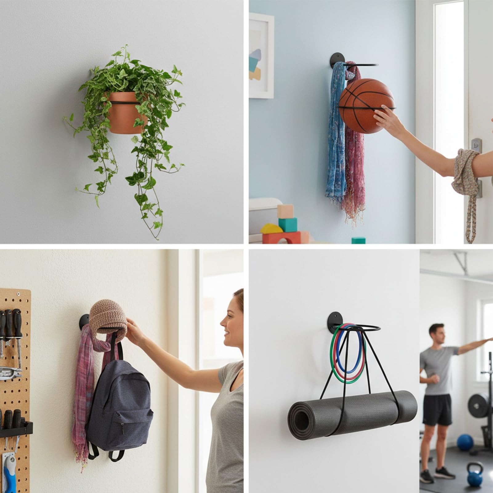 Porte-ballons De Football Mural – Support Métallique Design – Idéal Pour Salle De Sport, Chambre, Exposition, Rangement