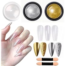 Holographic Mirror White Pearl Chrome Nail Powder Gold Effect Pure Metallic Dust Sequins UV Gel Nail Chrome Pigment for Nail Art Decoration