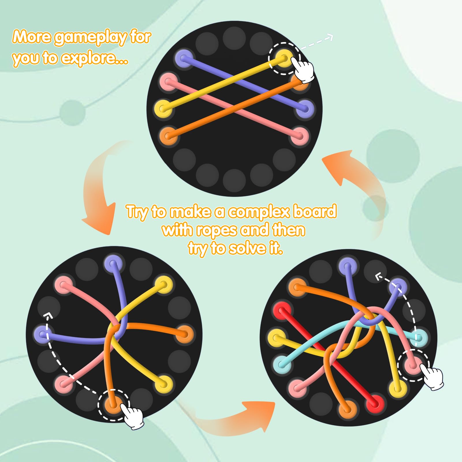 Brainy Knots Rope Untangling, Brainy Knots Rope Challenge Puzzle, Knot Logic Game Interactive Twisted Rompecabezas, Juego de Rope Challenge para Niños a Partir de 3 Años y Adultos