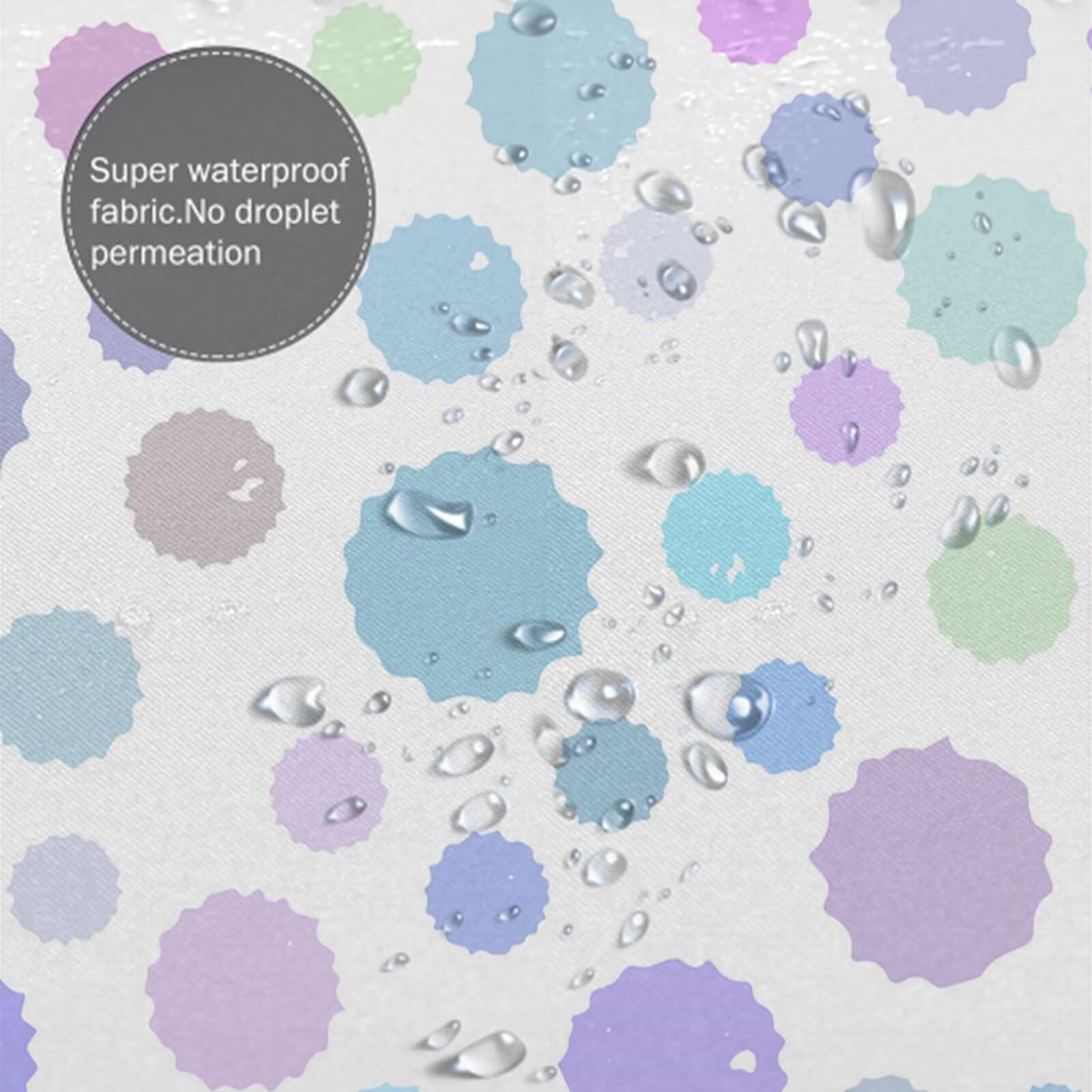 Rideau de Douche 180x220 cm - Tissu Polyester Imperméable Anti-Moisissure - 12 Anneaux Inclus - Ourlet Lesté pour Stabilité - Lavable en Machine - Idéal de Baignoire et Douche - Violet & Pois Y1#512