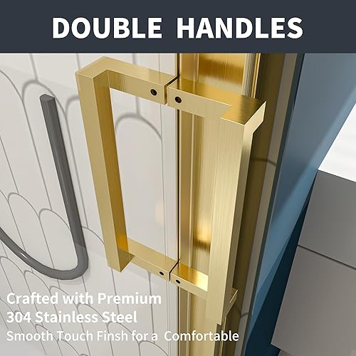 Miniatura 20 de Puerta de ducha deslizante sin marco de 44-48 pulgadas de ancho x 72 pulgadas de alto, puerta de ducha de vidrio con vidrio templado SGCC Negro