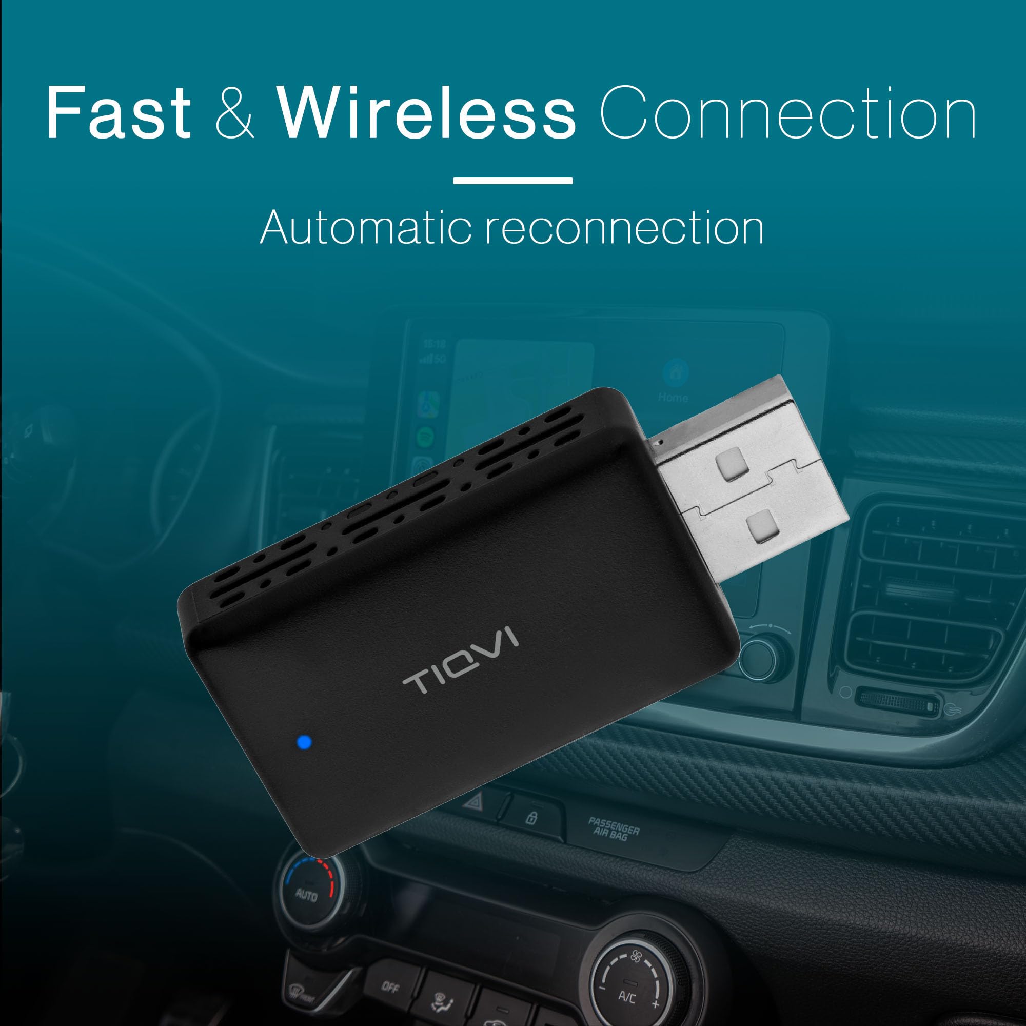 Dongle Wireless CarPlay, Bluetooth 5.0, Compatible avec Apple & Android, Connexion Automatique, Design Compact