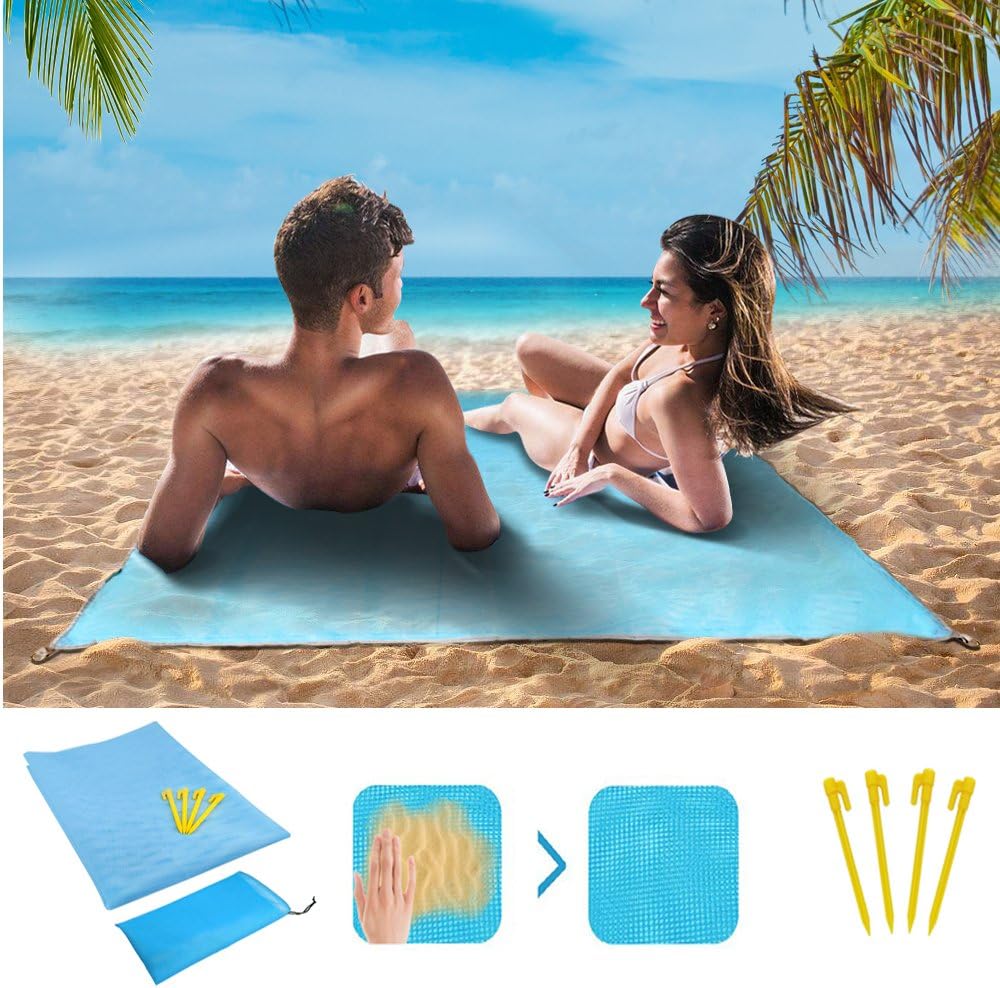 LOWELLTEK Sand Free Beach Mat, Sand Proof mat is Easy to Clean and dust Prevention, Perfect for The Outdoor Events with Your Family