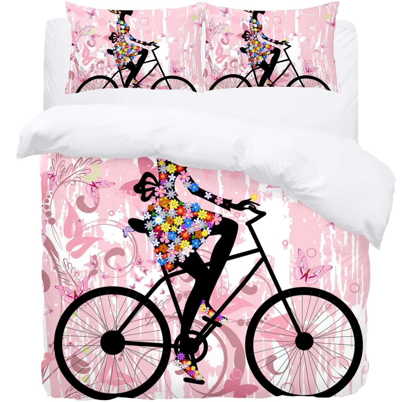 Parure de lit haut de gamme avec housse de couette motif flore et taies