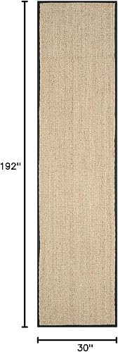 Miniatura 177 de Safavieh Colección de fibra natural NF115P - Alfombra (fibra natural), color gris, Fibras naturales beige, (Natural/Beige),Natural/Negro,Natural