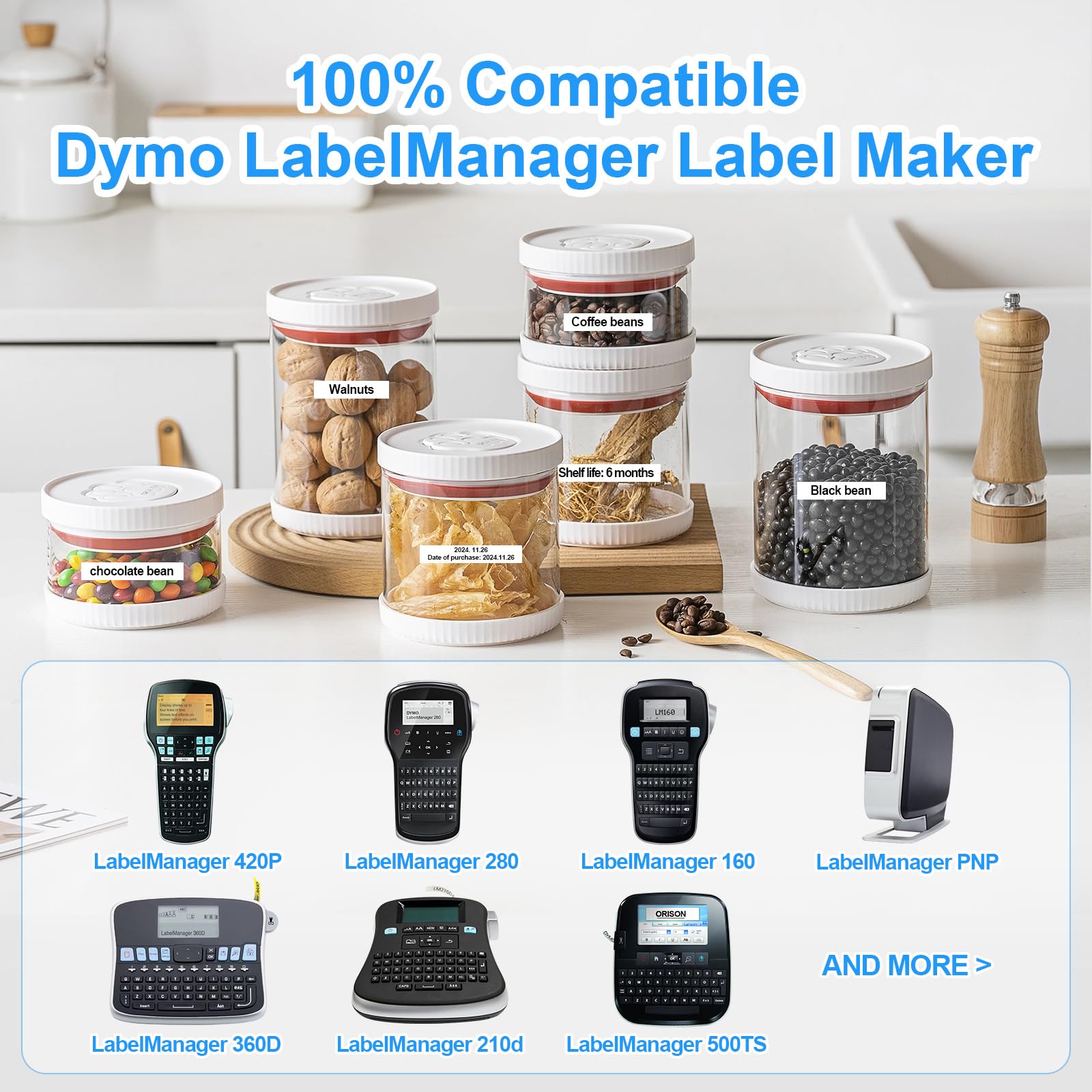 Orison 45013 S0720530 Compatible Label Tape For Dymo D1 Black On White 12mm 7m For DYMO LabelManager 160 210D 260P 280 360D 420P LabelWriter 400 450 Duo (2 Pack