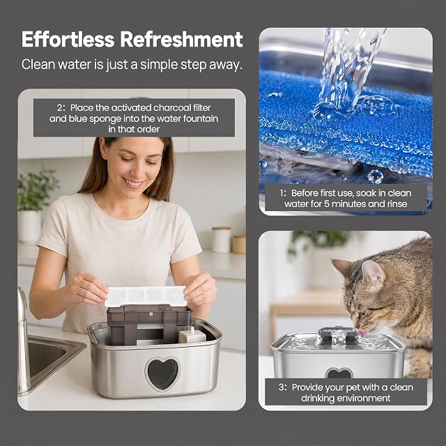 Foto 6 de 7 de 30 Filtros para Fuente de Agua de Gatos y Perros 15L Recambios de Carbón Activado Algodón PP Esponja…