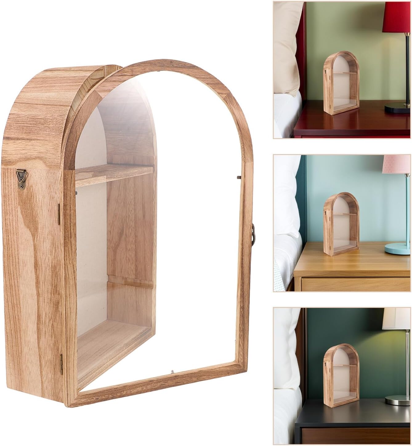 DECHOUS Wood Farmhouse Shadow Box Frame for Picture and Plant Specimen Display, Oval Solid Wood Deep Display Case for Dried Flowers and Keepsakes, Rustic Wall Hanging Home Décor