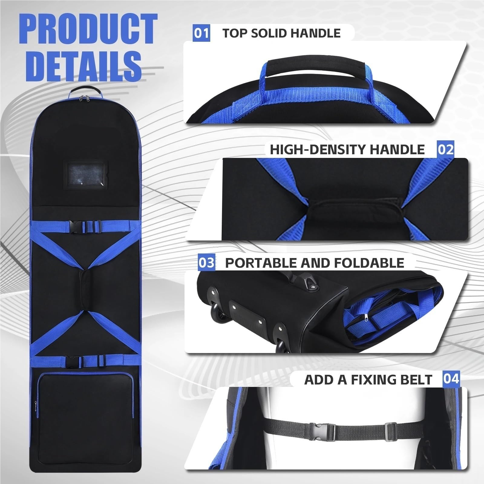Funda para Bolsa De Golf Bolsa de Viaje for Golf con Cremalleras Resistentes, Ruedas agrandadas, aviación Plegable for un Transporte cómodo
