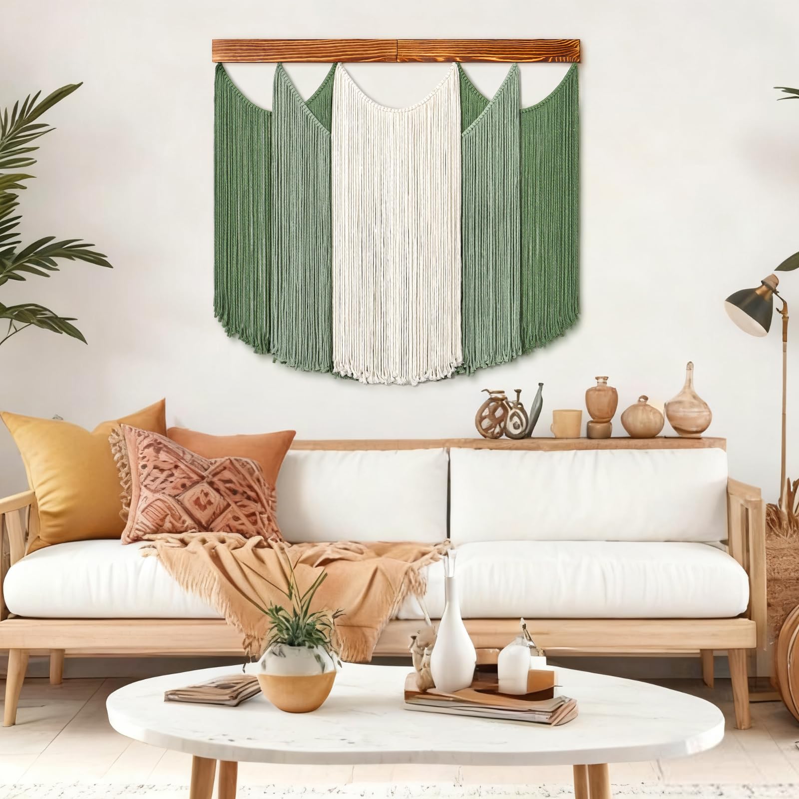Dremisland Makramee-Wandbehang, Boho-gewebte Tapisserie, Faser, getaucht, Makramee-Wanddekoration, Garn, Wandteppich, Boho-Wandkunst, Dekorationen für Kopfteil, Zuhause, Wohnheim, Wohnzimmer