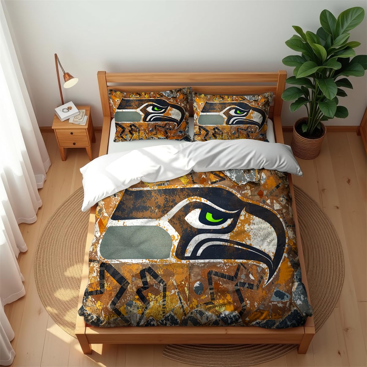 Premium Hotel Style Bedding Set Football Rugby 3PCS Soft Cotton Rich Quilt Cover for All Seasons (Style 04,200x200cm(Double))