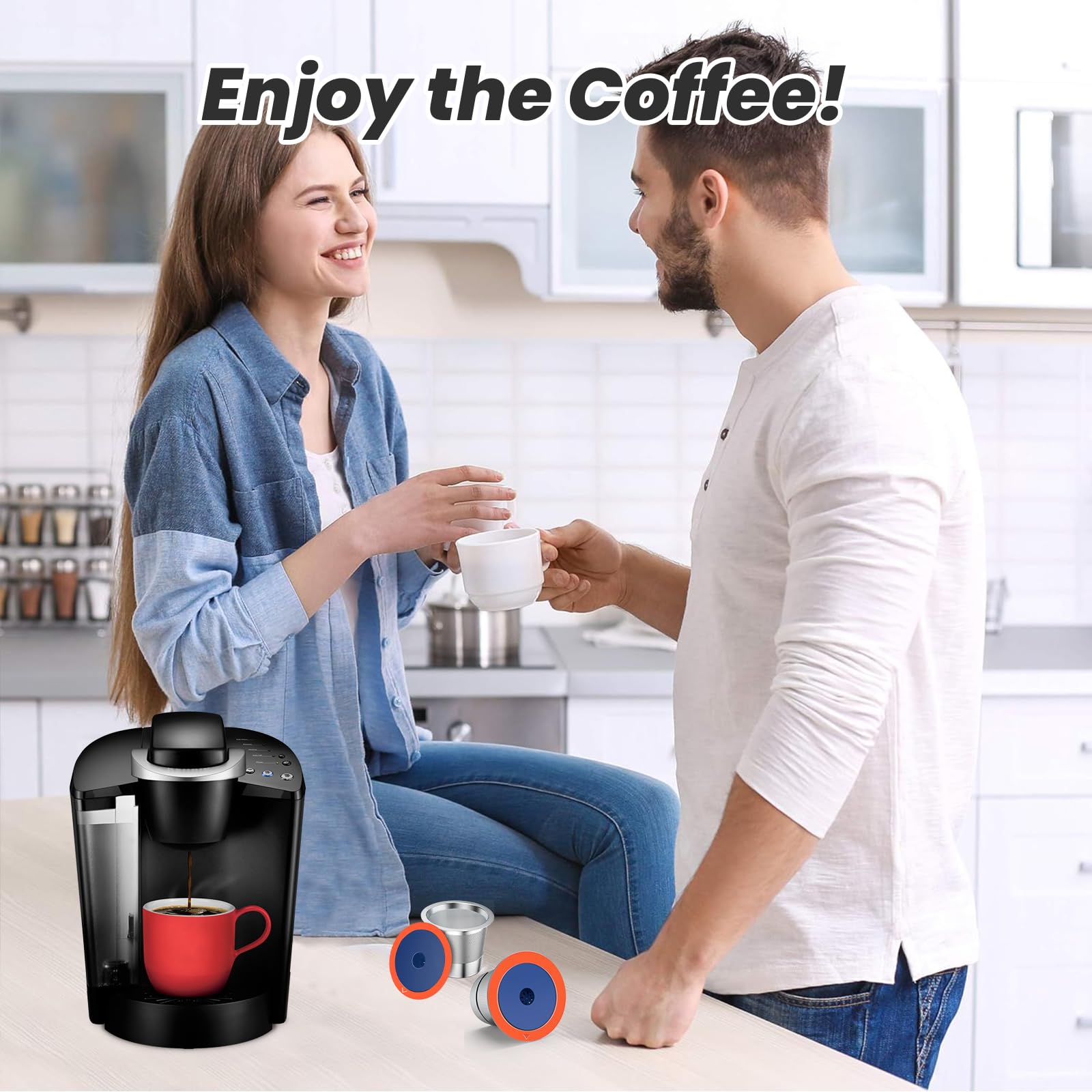 Paquete de 2 tazas K reutilizables de acero inoxidable para Keuring 2.0 y 1.0, cápsulas de café reutilizables para cafetera, taza K recargable resistente, filtros de cápsulas de café reutilizables