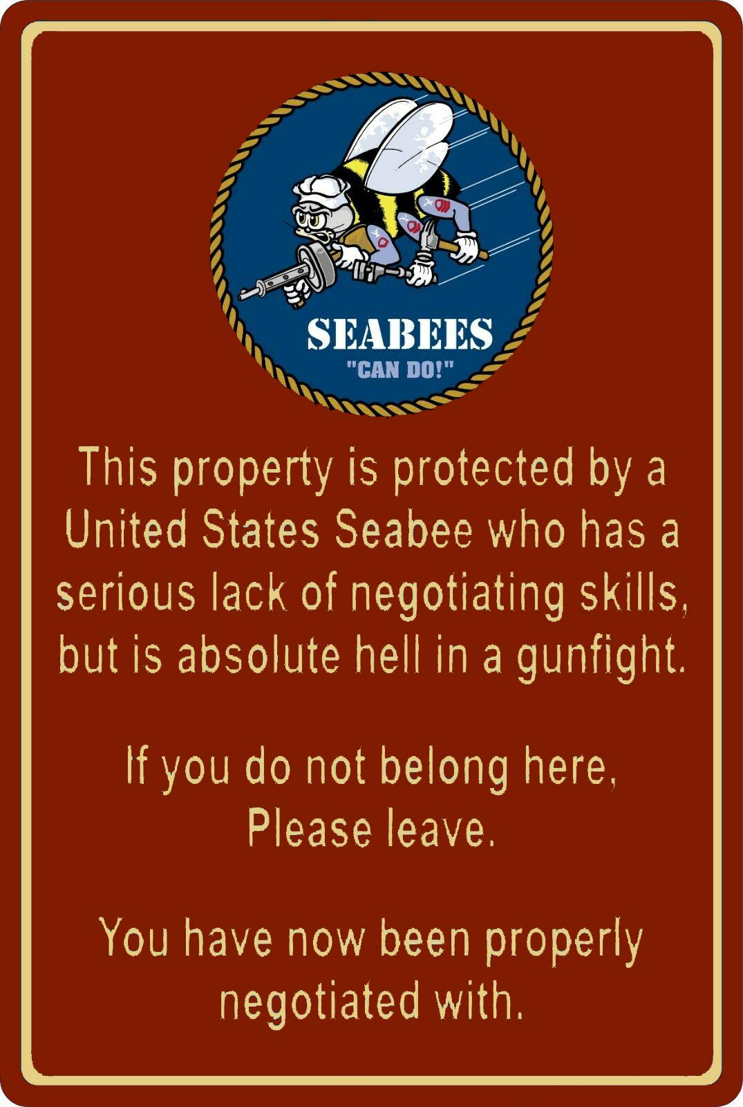 Amazon.com: Lenrius Property Protected by Seabee Sailor US Navy