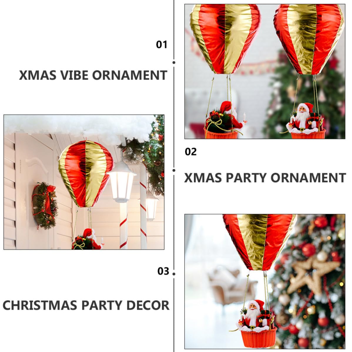 Ornement de Noël Festif Montgolfière en Tissu pour Fenêtre et Plafond