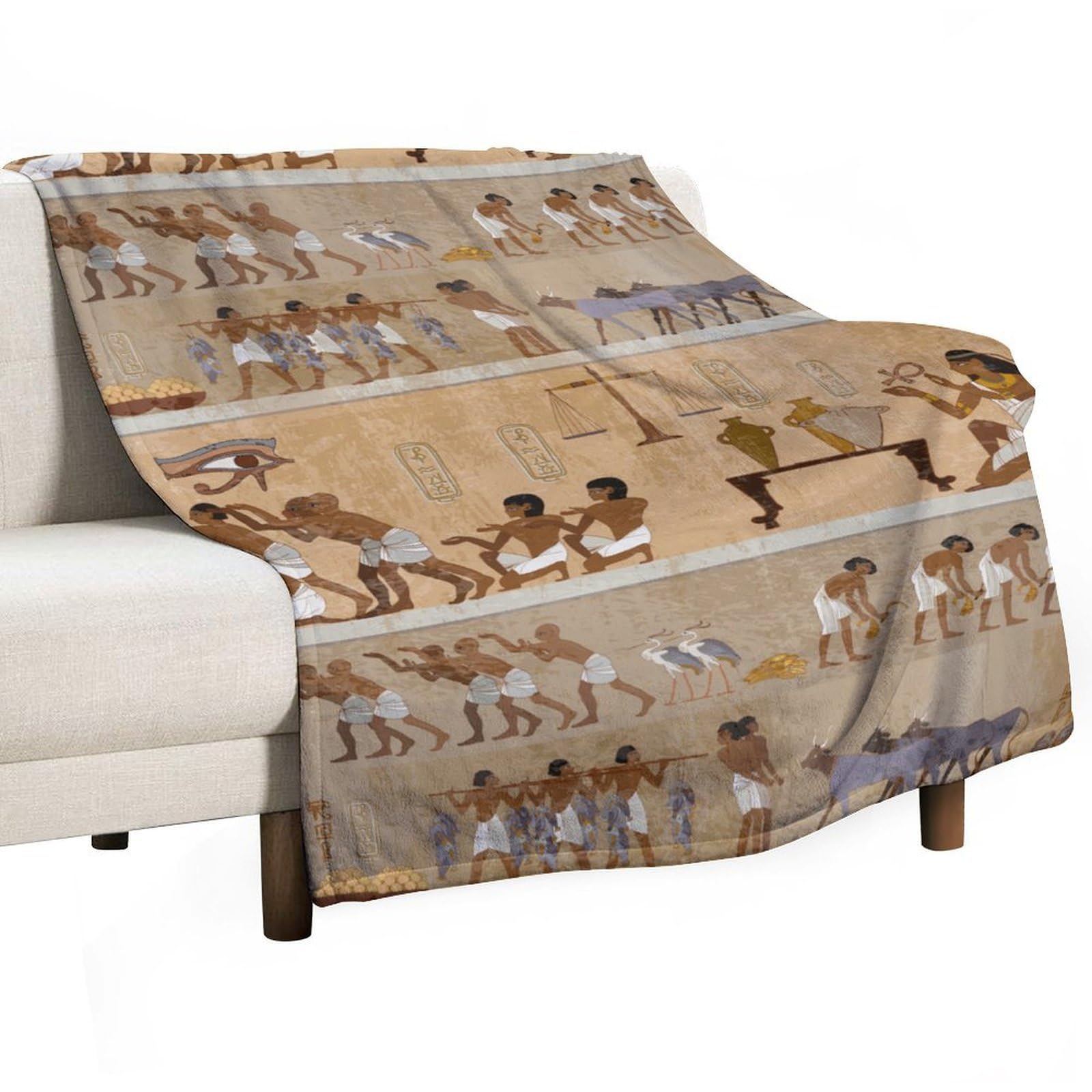 Cgsbngha Style Ancient Egypt Frescoes Flannel Fleece Blanket Lightweight Soft Throw Blankets For Sofa Couch Bed Chair