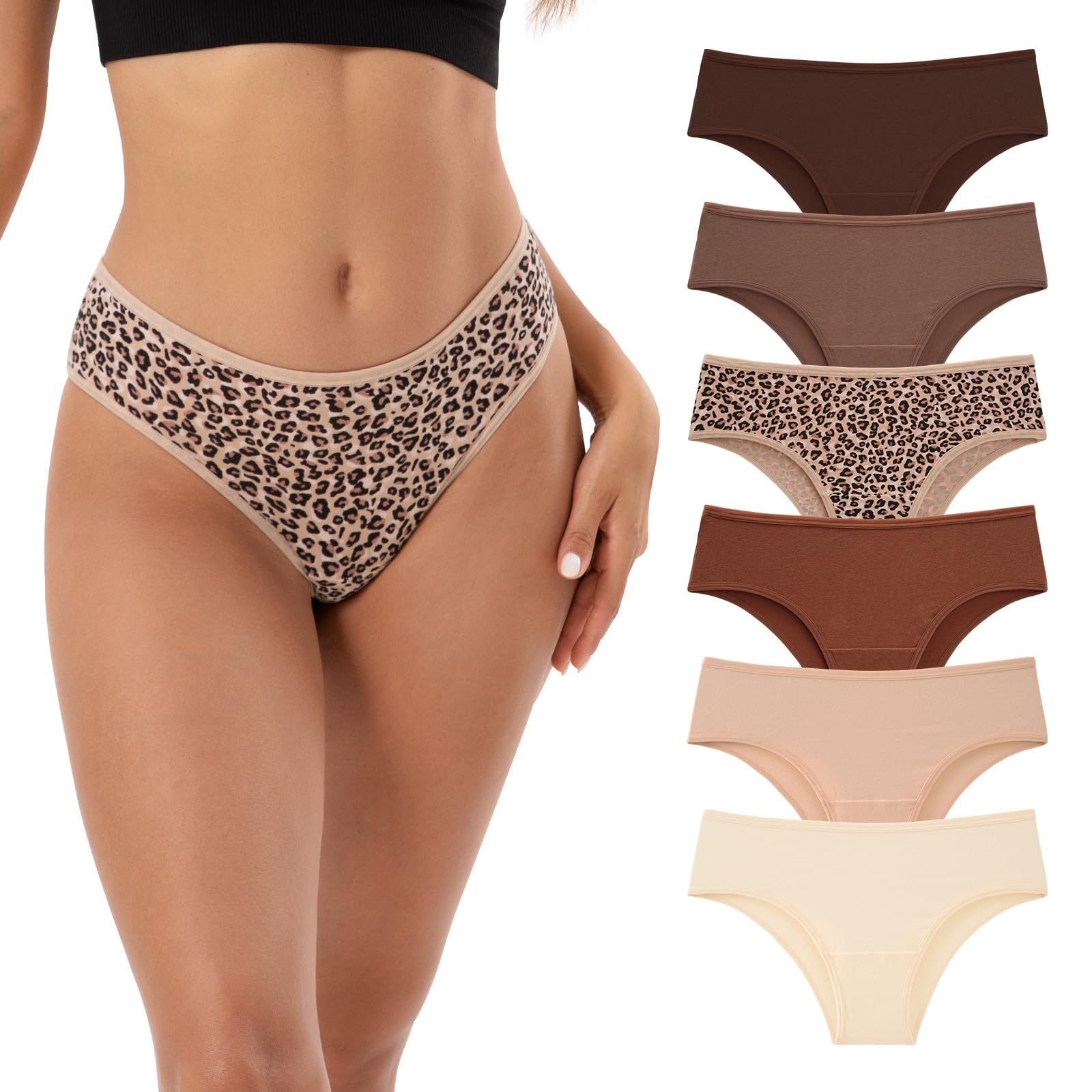 INNERSY Slip Donna Cotone Vita Media Mutande Brasiliana Bikini Mutandine Hipster Intimo Pacco da 6